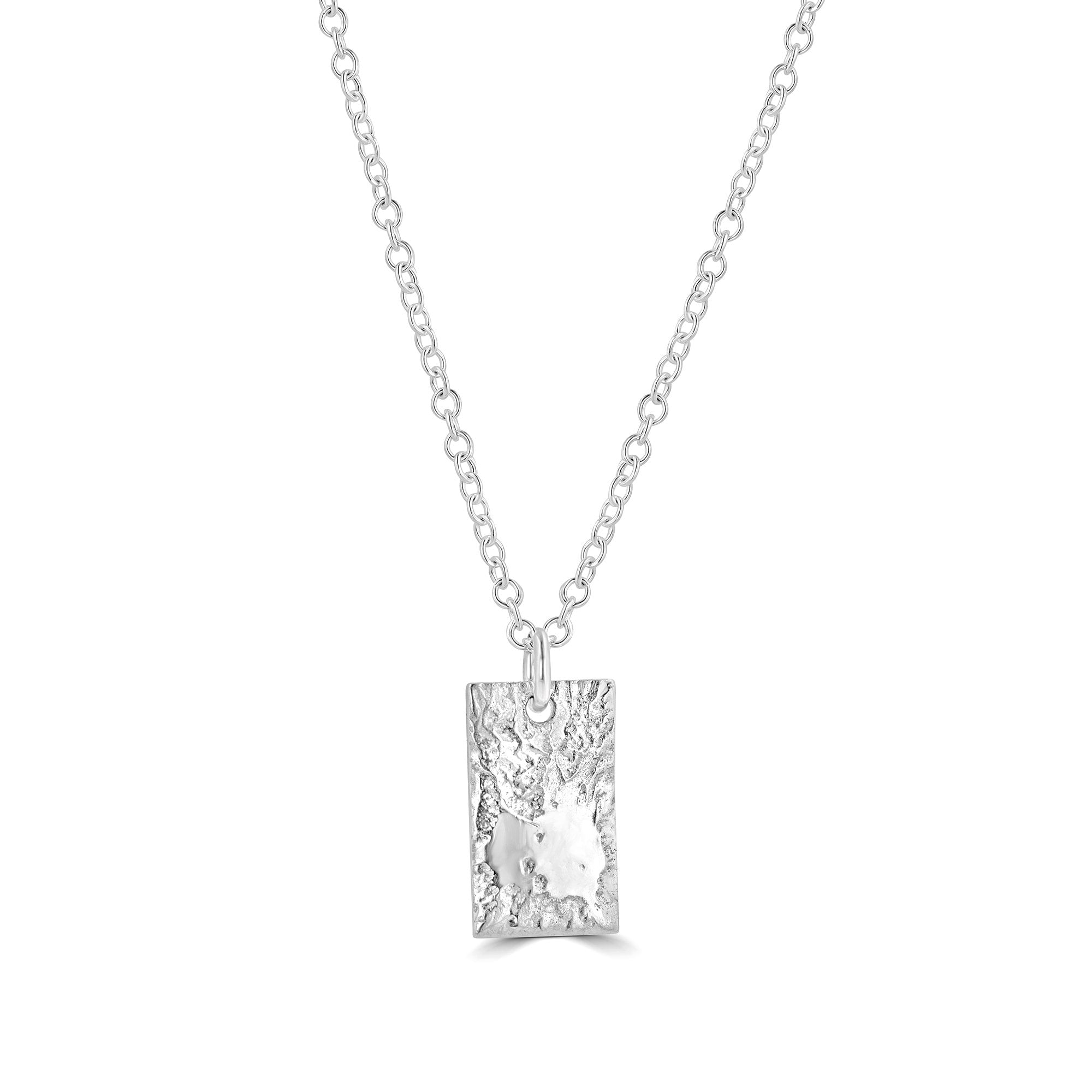 Silver Rectangular Lunar Pendant with 20" Trace Chain