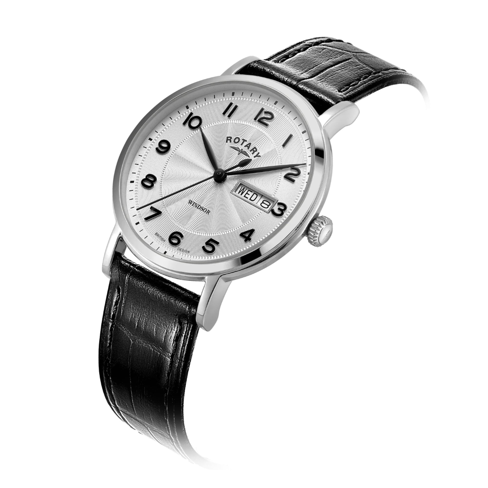 Men's Windsor Watch With Silver Dial & Black Strap - GS05420/22