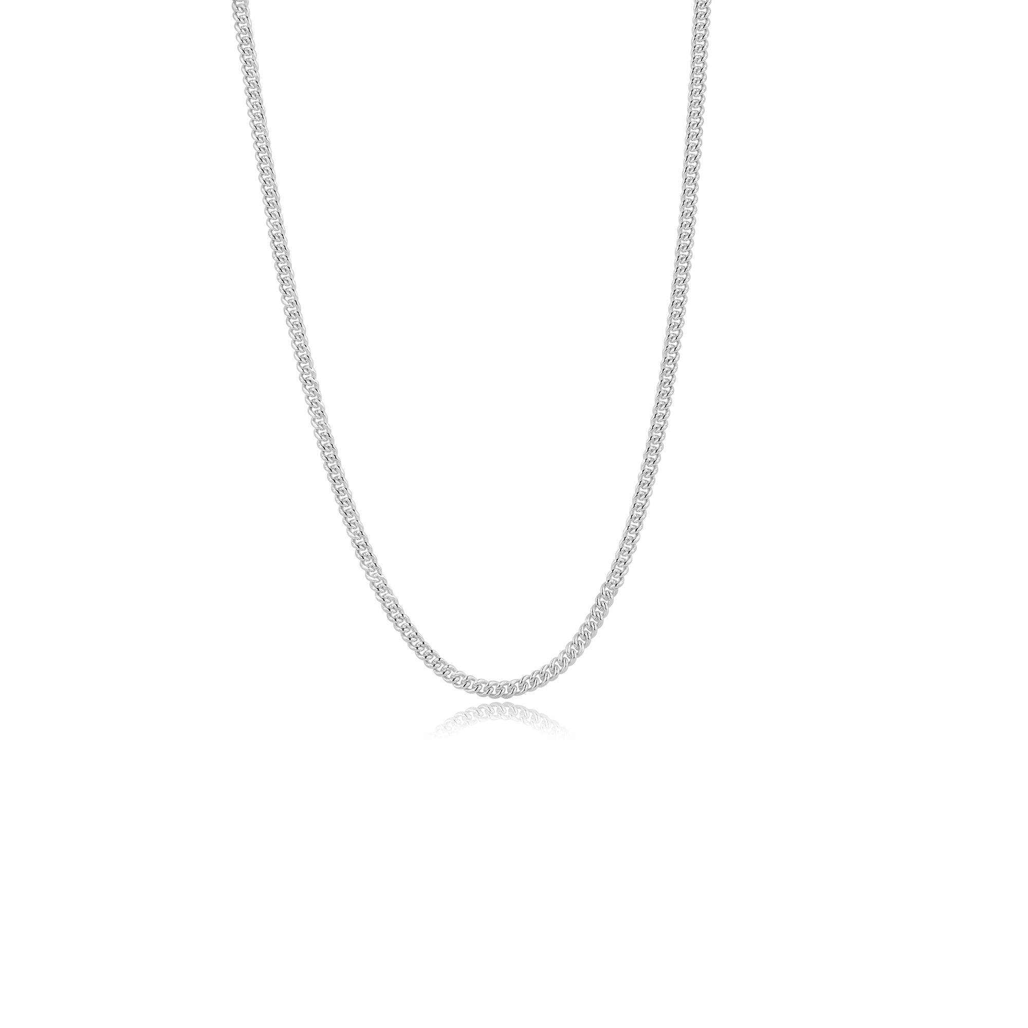 18" Sterling Silver Rounded Curb Chain (2.1mm Gauge)