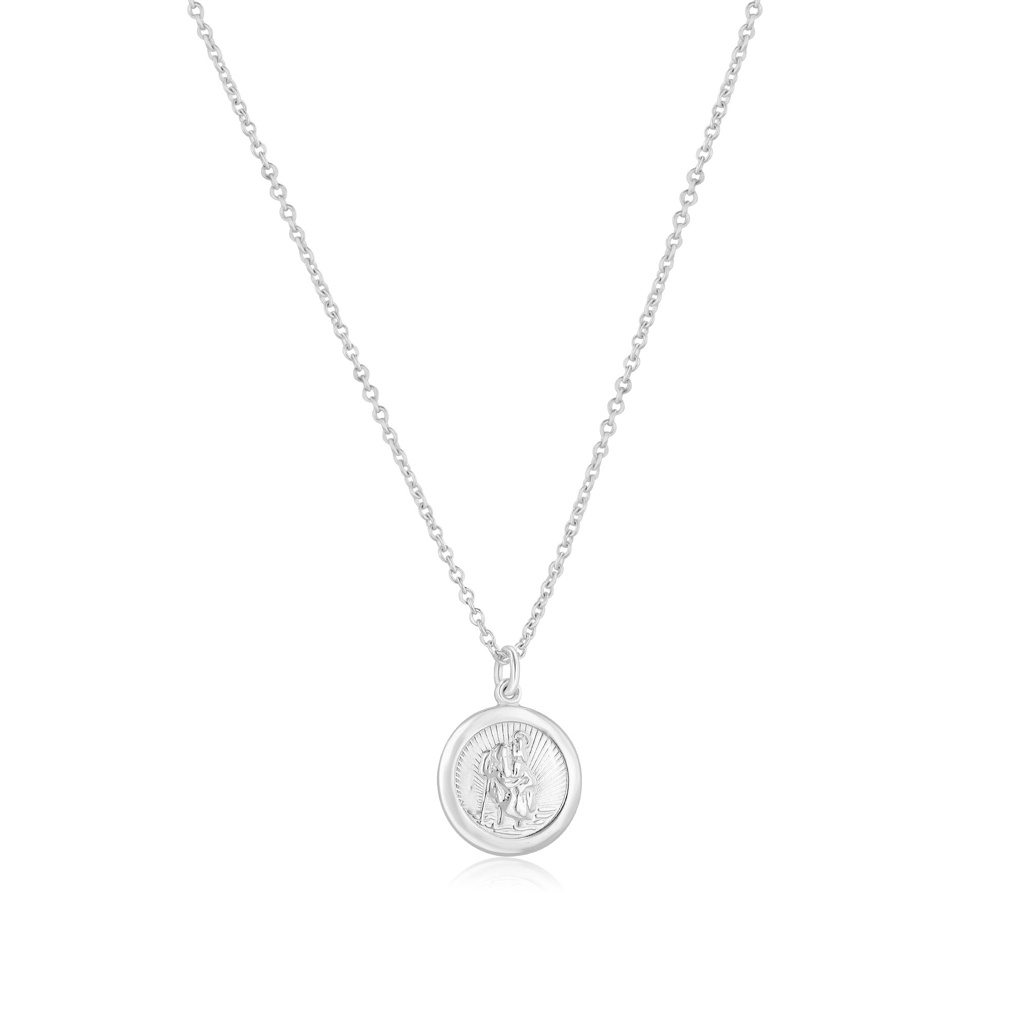 12mm Silver St. Christopher's Pendant with 16"-18" Trace Chain