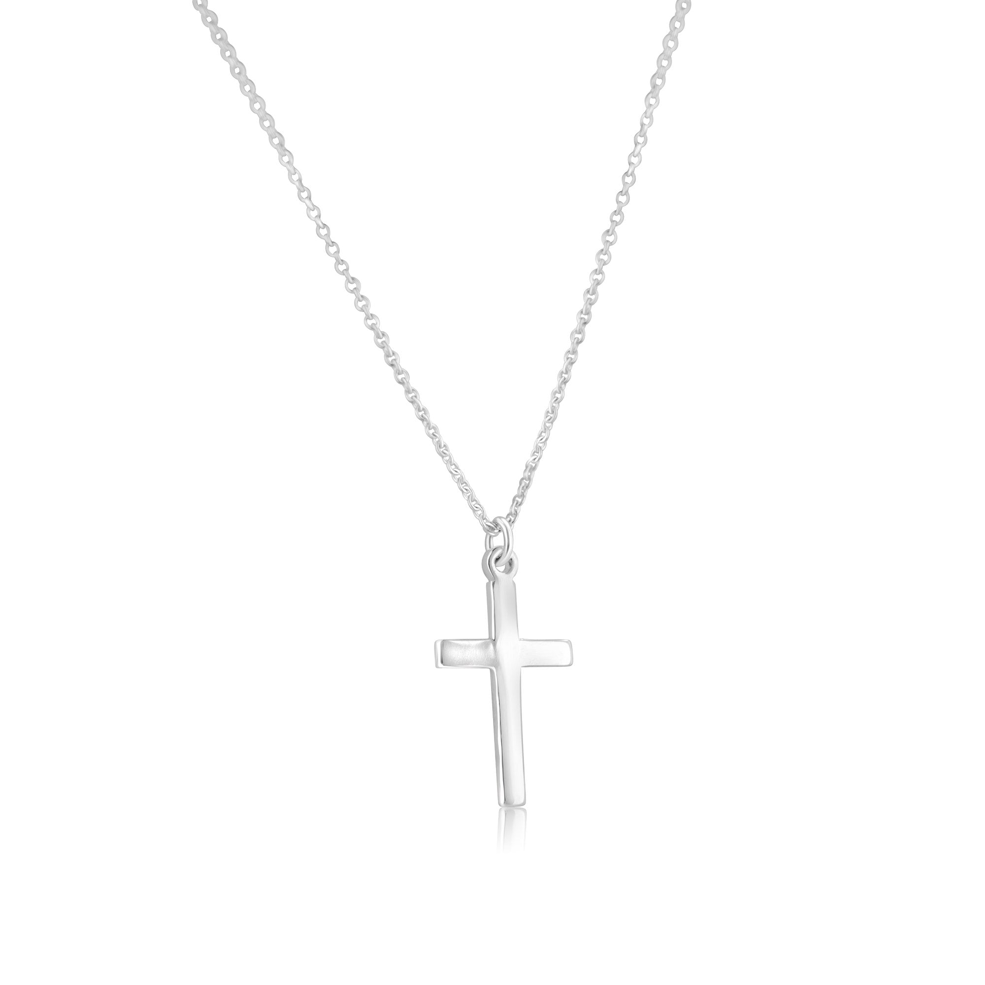 Silver Cross with 16-18 Adjustable Curb Chain