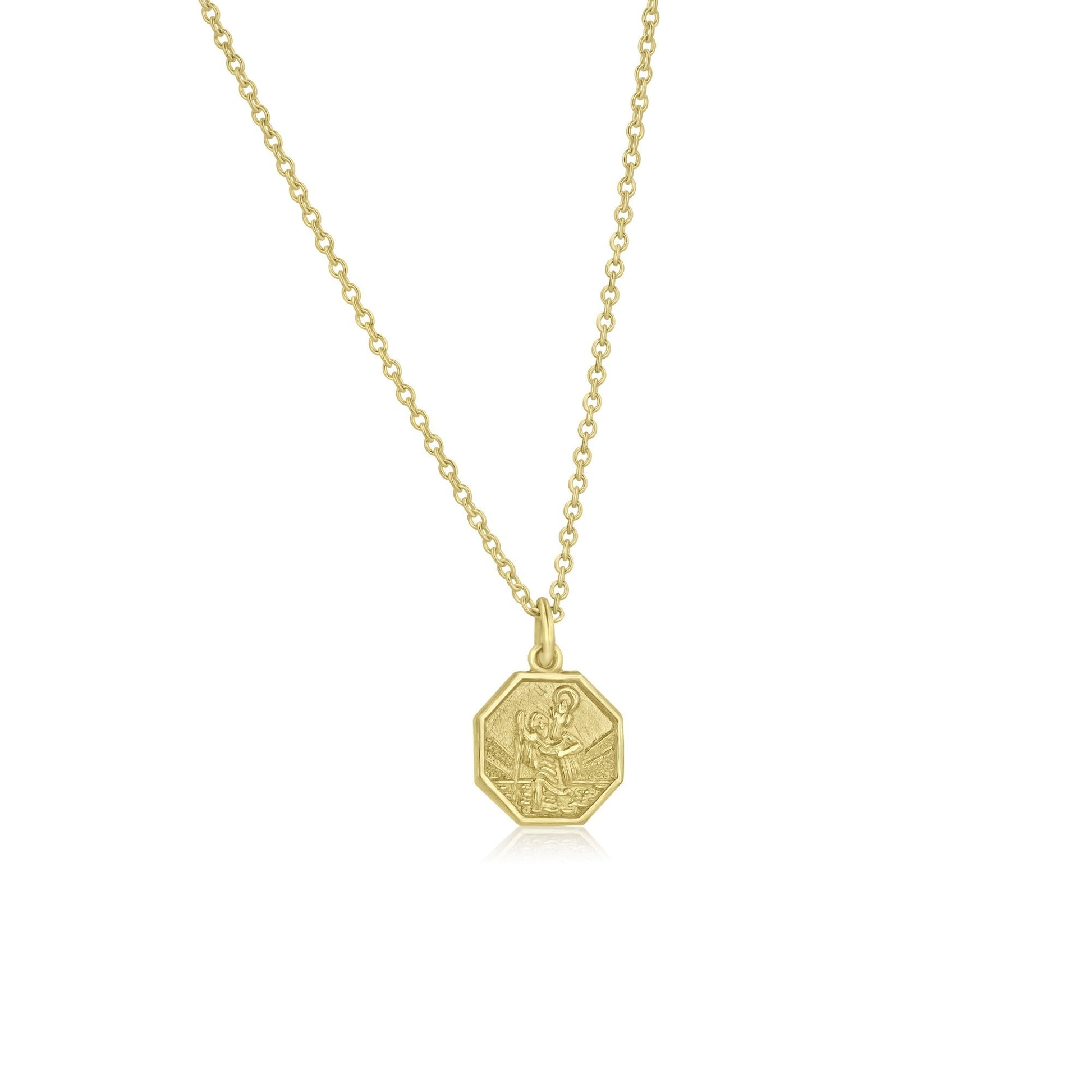 9ct Yellow Gold St.Christopher Pendant With Adjustable 16"-18" Fine Trace Chain