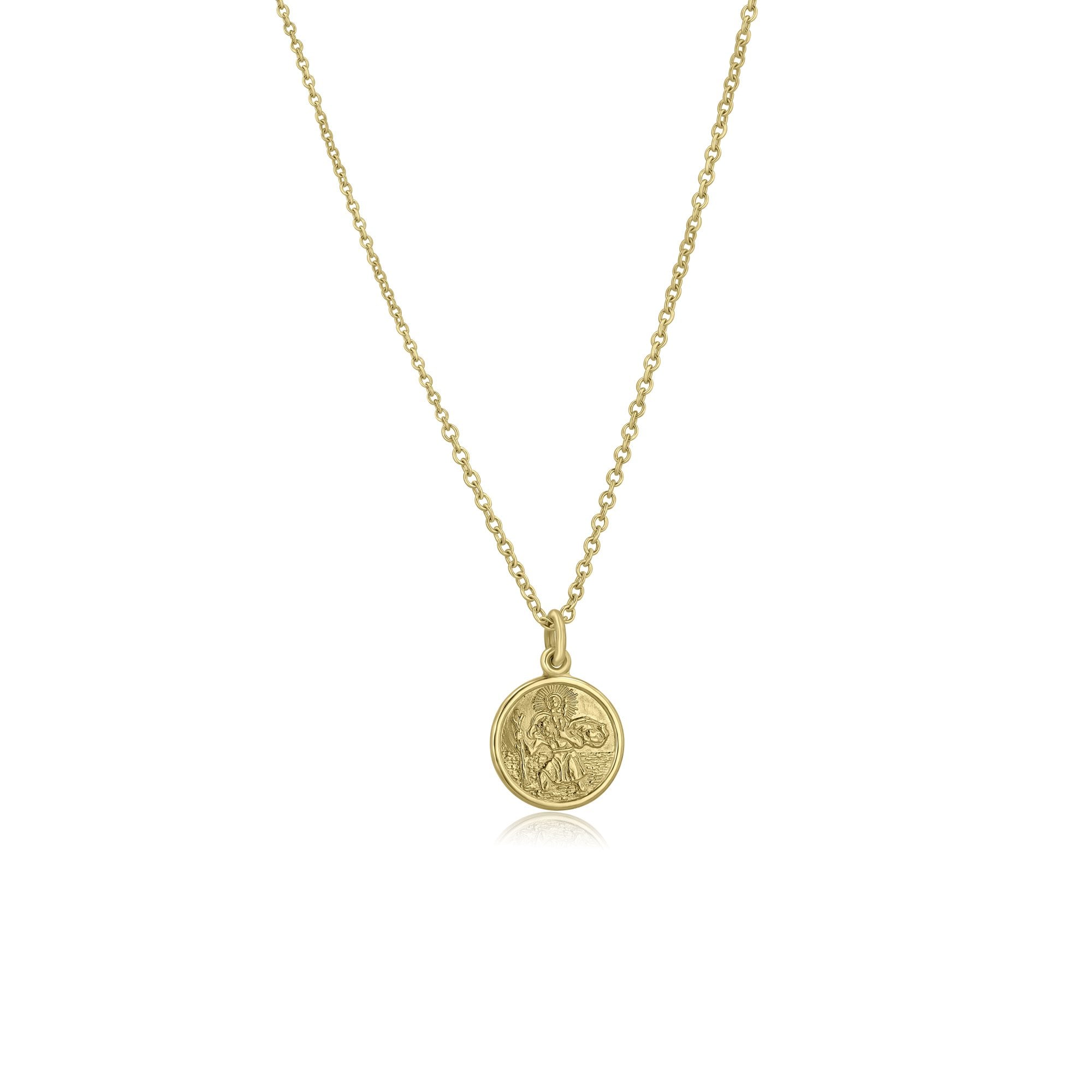 9ct Yellow Gold St. Christopher Pendant With Adjustable 16"-18" Fine Trace Chain