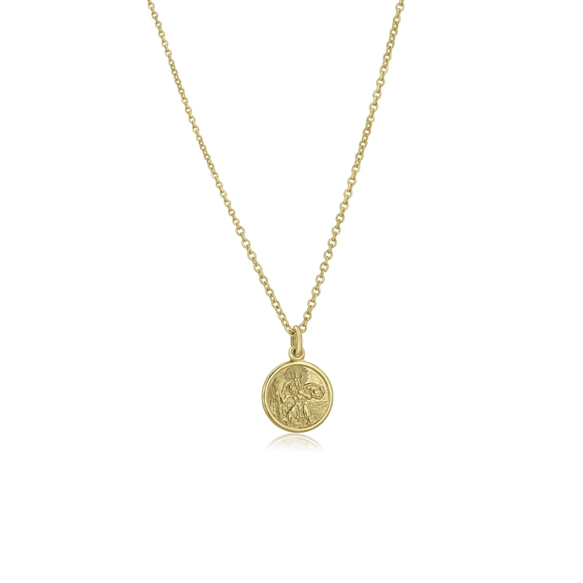 9ct Yellow Gold St. Christopher Pendant With Adjustable 16"-18" Fine Trace Chain