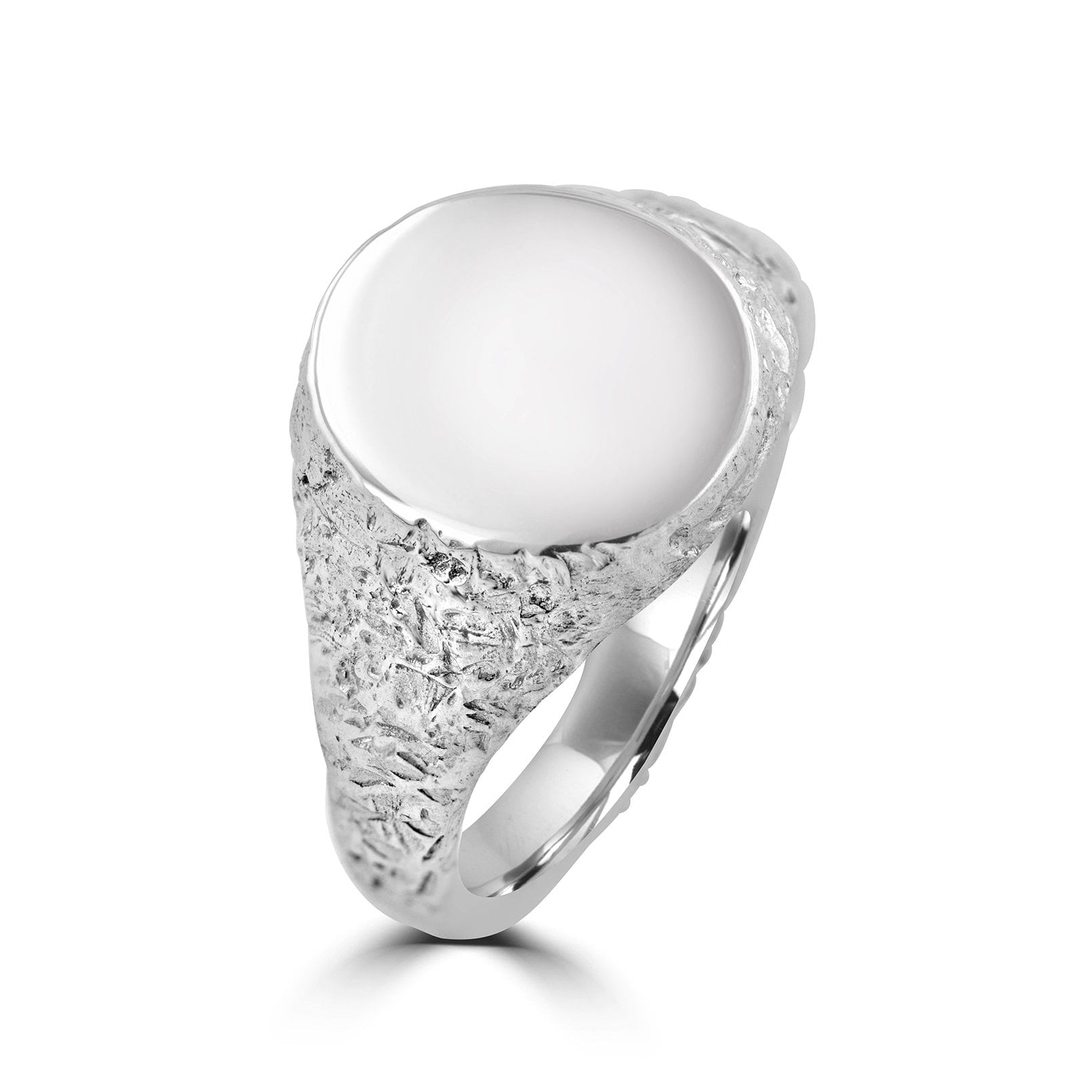 Lunar Signet Ring with Reticulated Melted Silver
