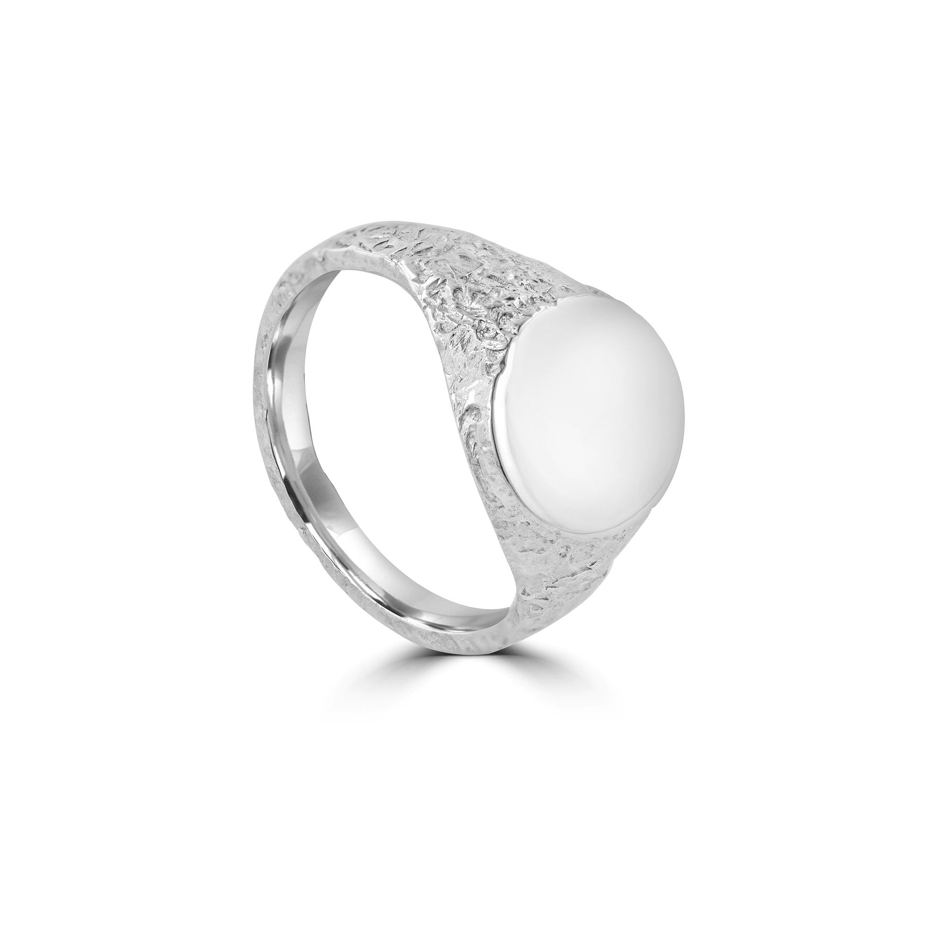 Lunar Signet Ring with Reticulated Melted Silver
