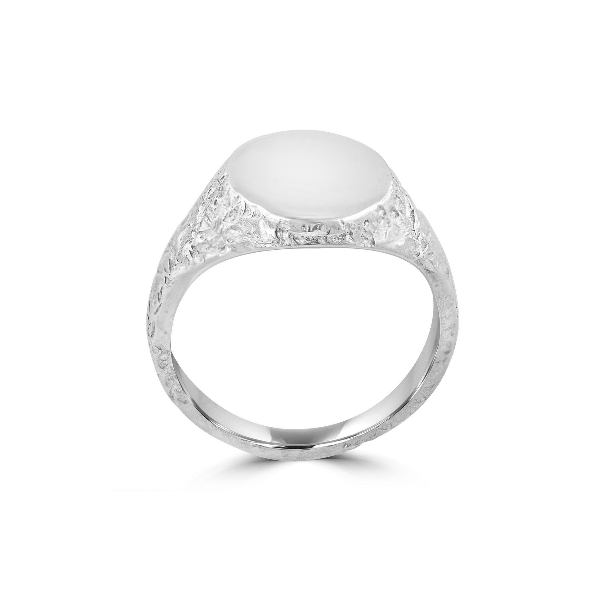 Lunar Signet Ring with Reticulated Melted Silver