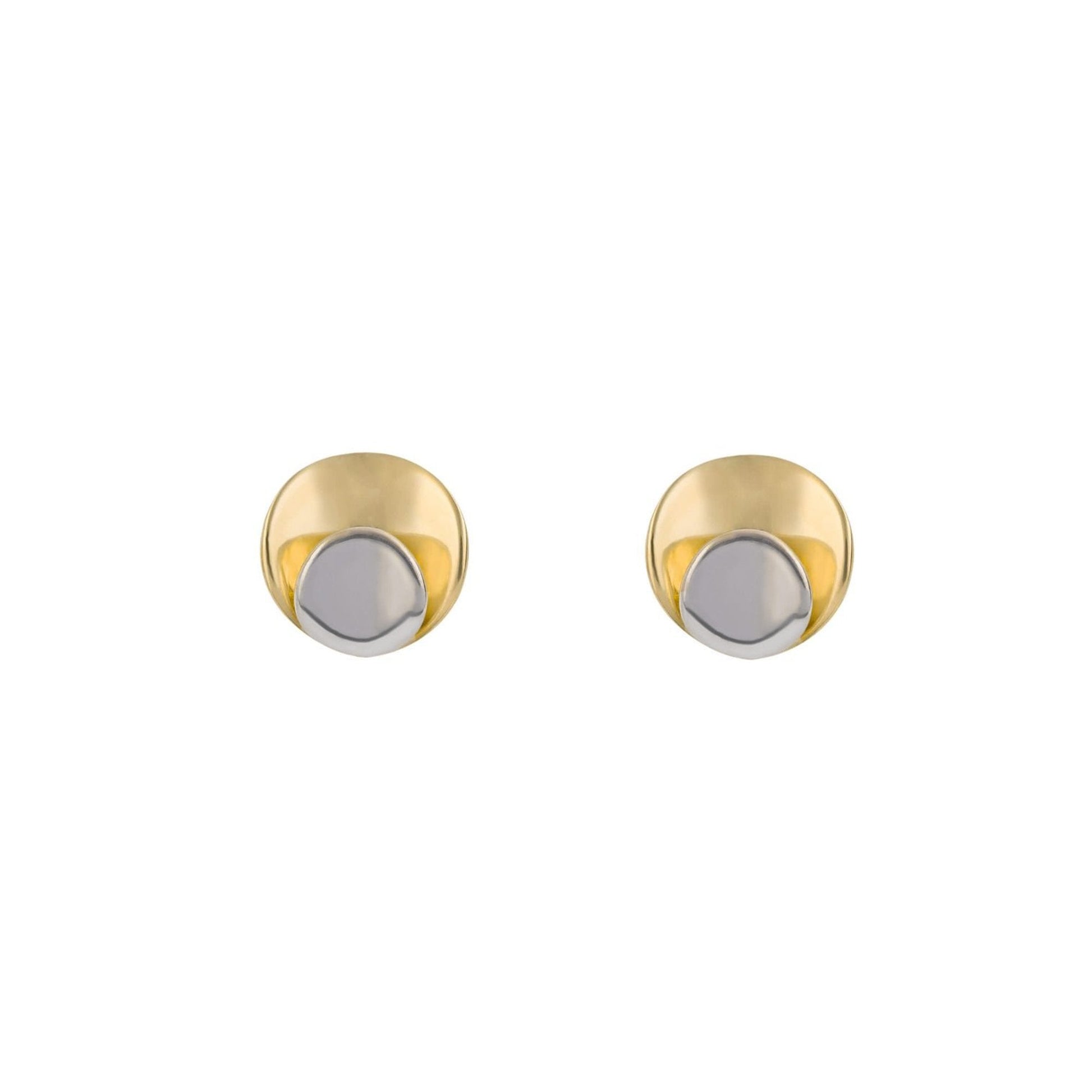 9ct Yellow & White Gold Double Disc Stud Earrings