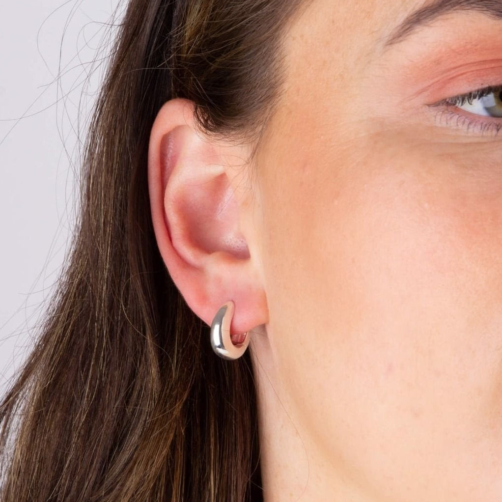 Sterling Silver Organic Hinged Huggie Hoop Earrings