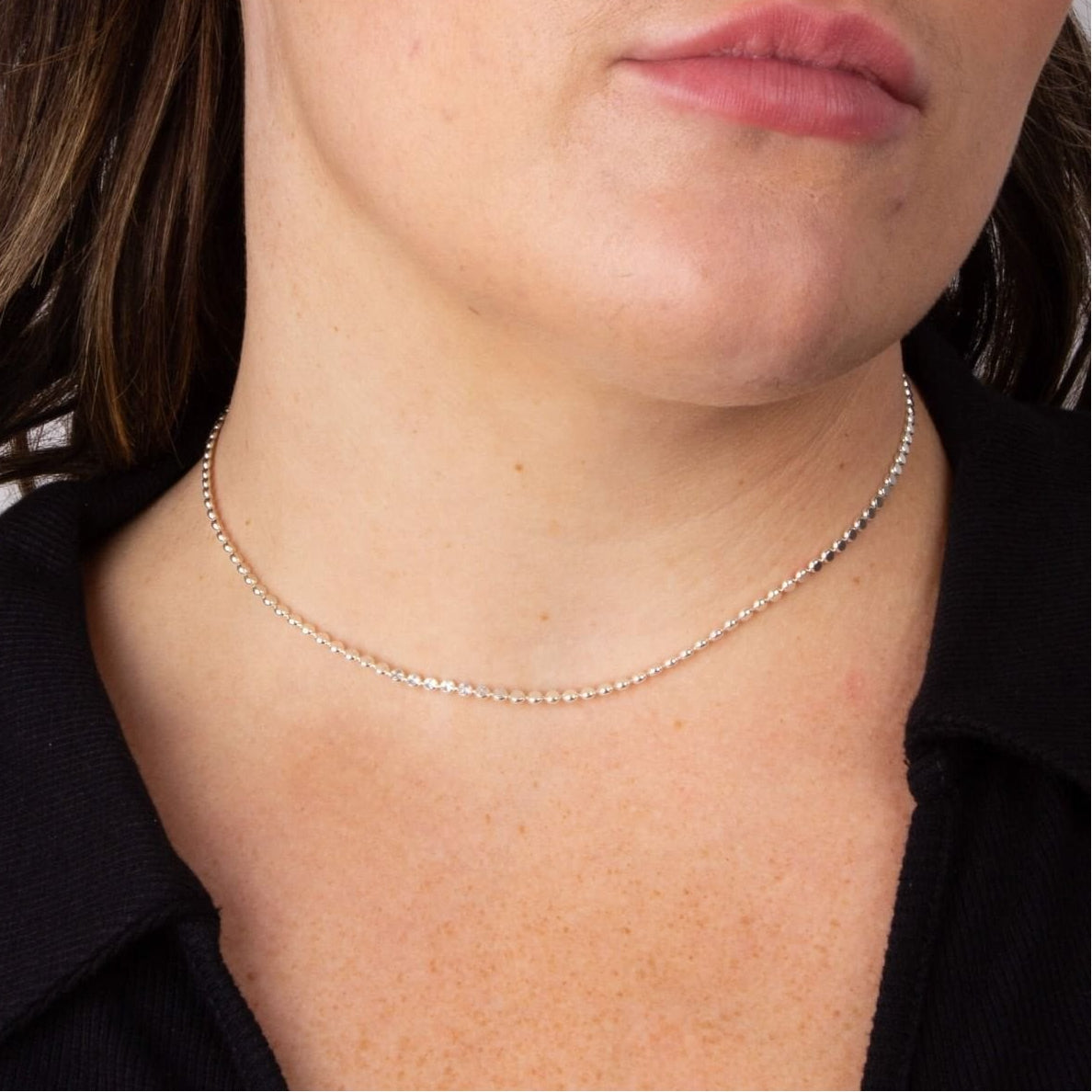 Sterling Silver Starburst Circle Link Necklace