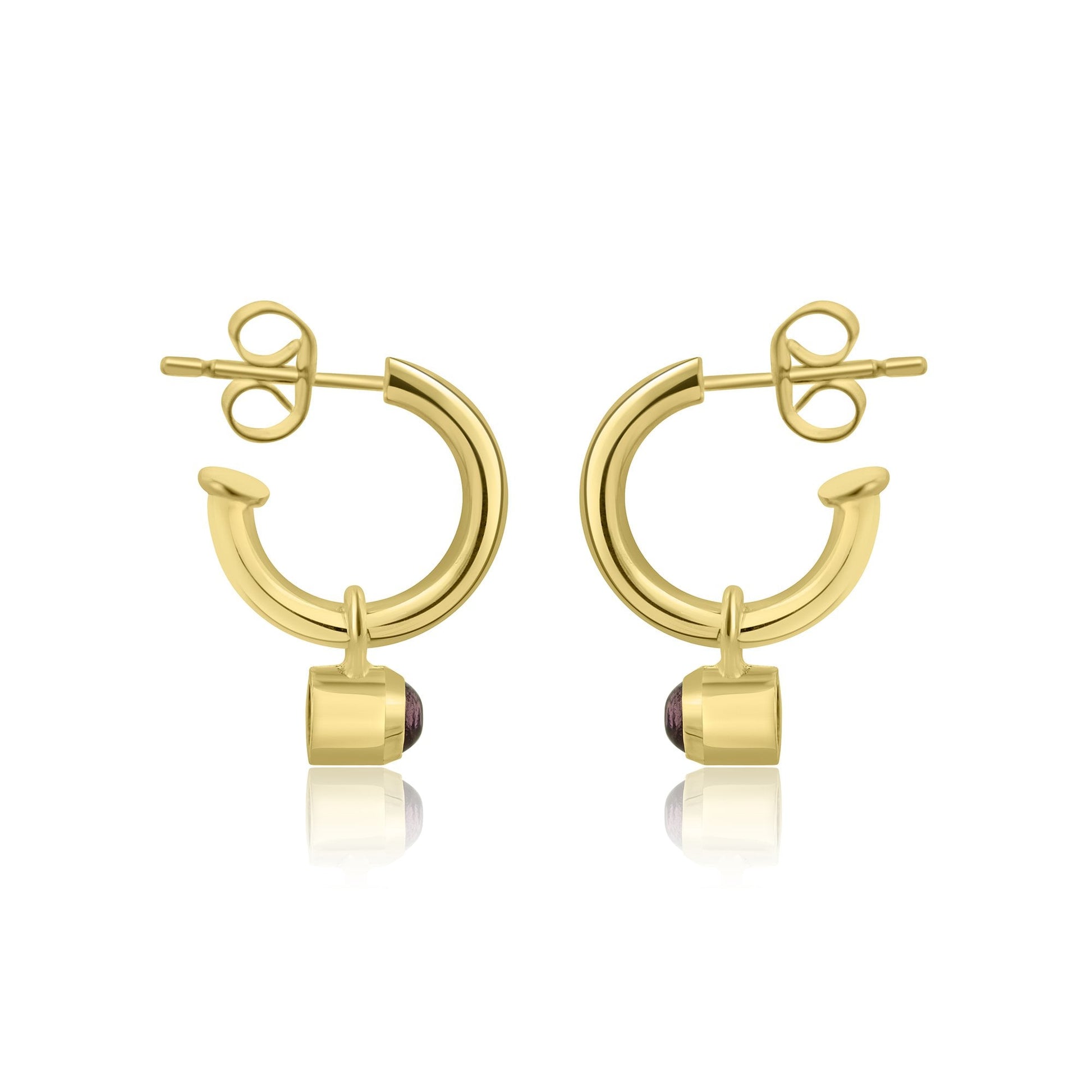 9ct Yellow Gold Cabochon Pink Tourmaline Charms (For Hoop Earrings Sold Separately)