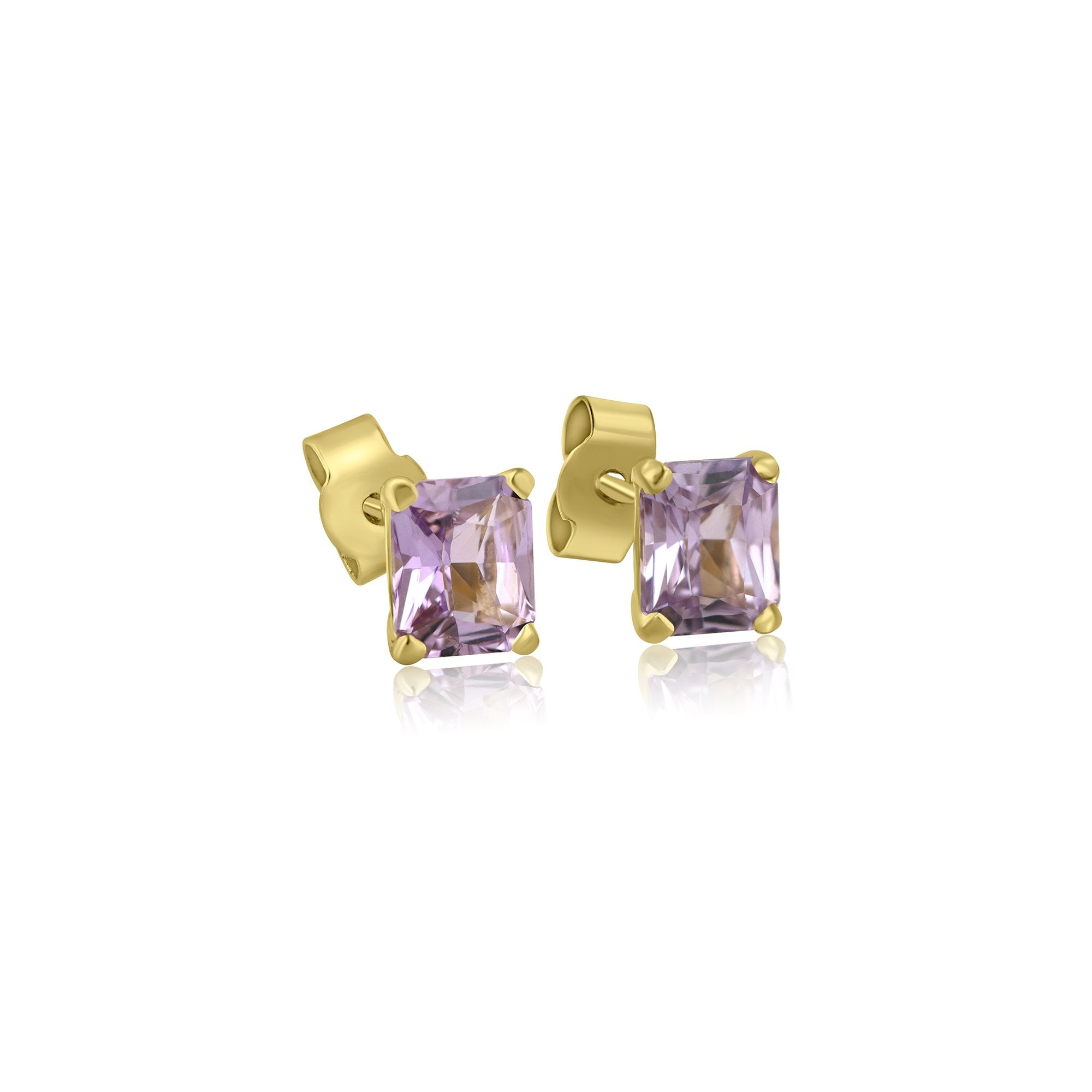 18ct Yellow Gold Pink/Purple Sapphire Earrings