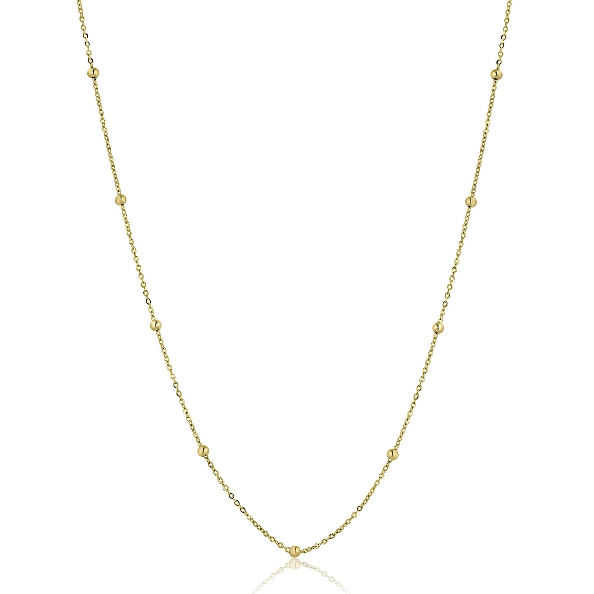 9ct Yellow Gold Fine Chain and Bead Necklace