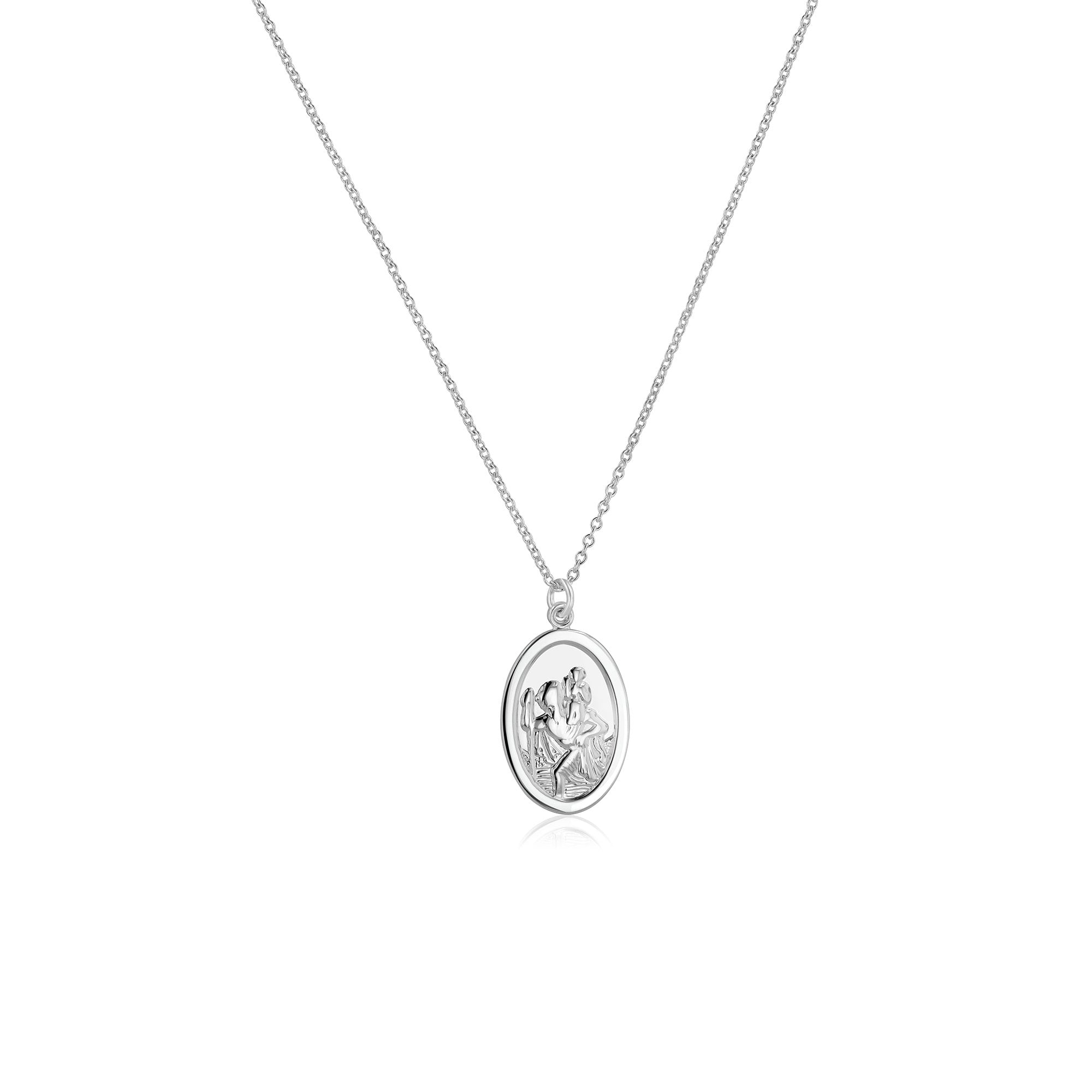Large Oval St. Christopher Pendant on a Trace Chain