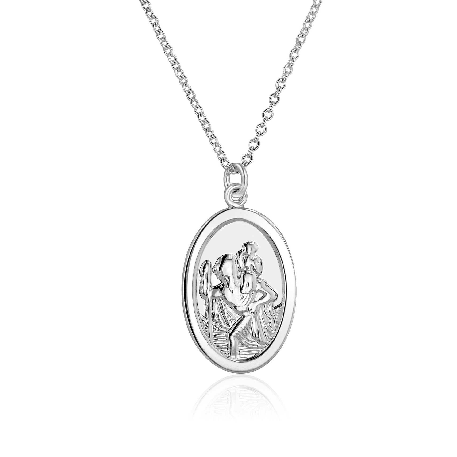 Large Oval St. Christopher Pendant on a Trace Chain