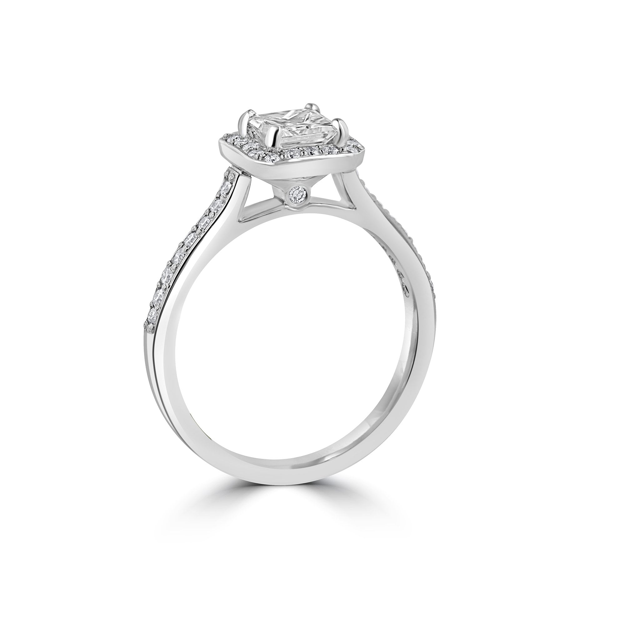Platinum Princess Cut Diamond Halo Pre-Owned Ring