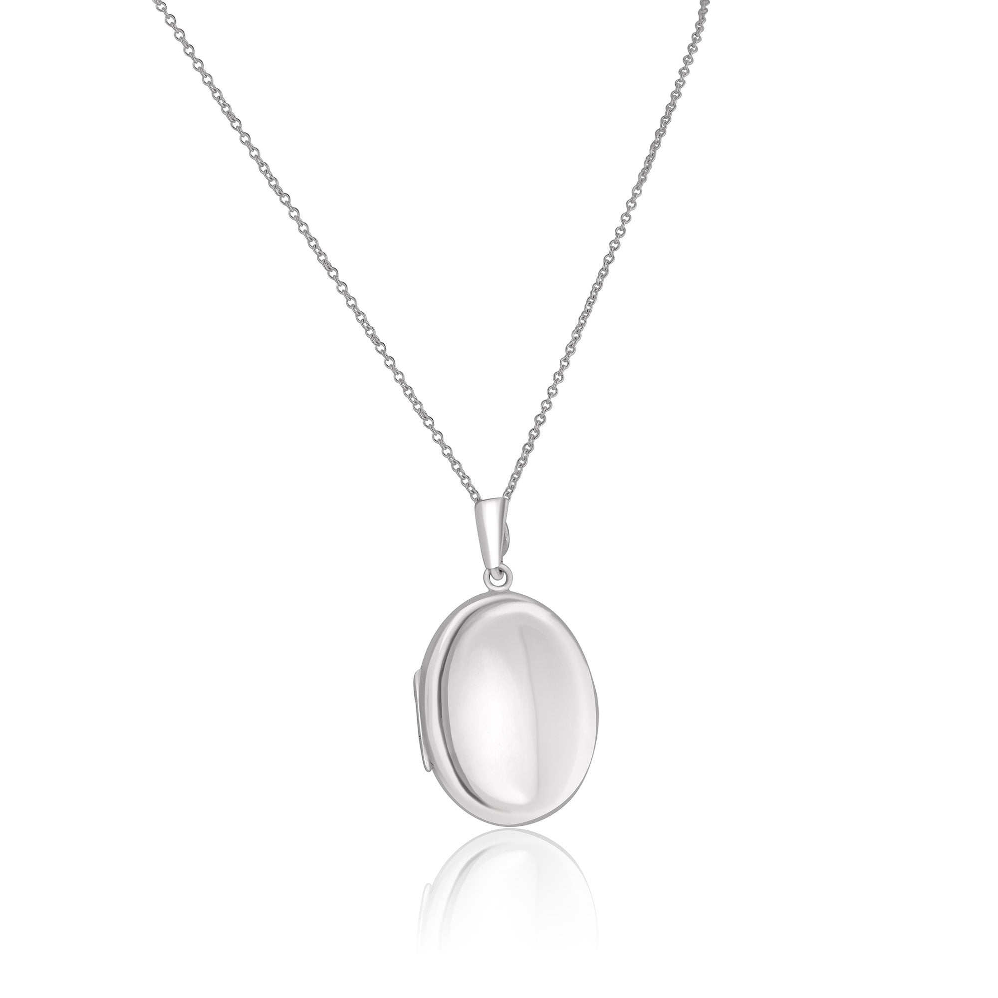 Sterling Silver Oval Locket and Chain