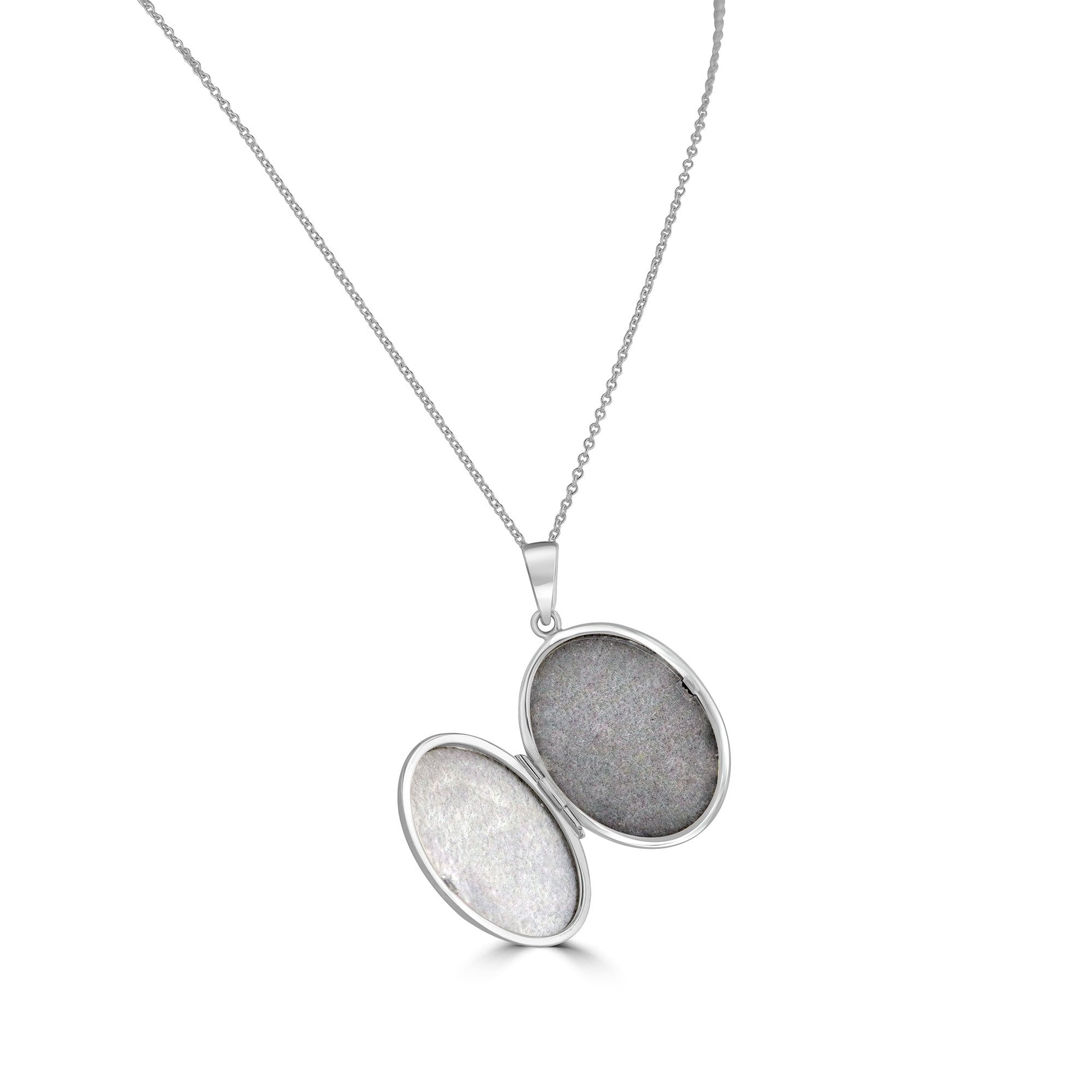 Sterling Silver Oval Locket and Chain