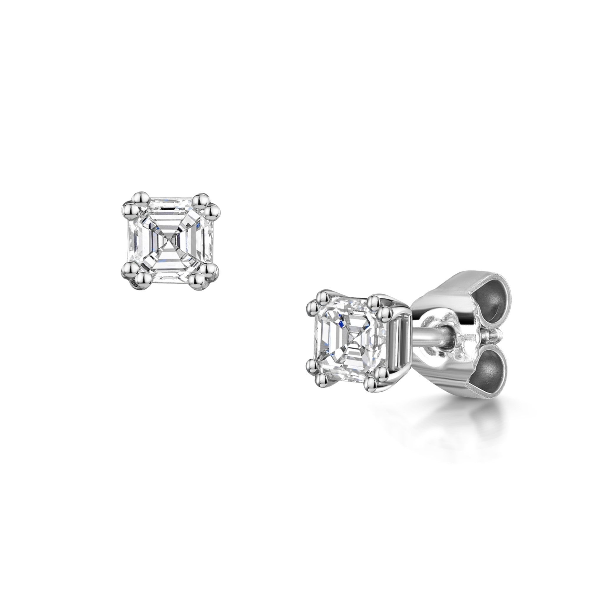 One Carat Asscher Cut Diamond Stud Earrings