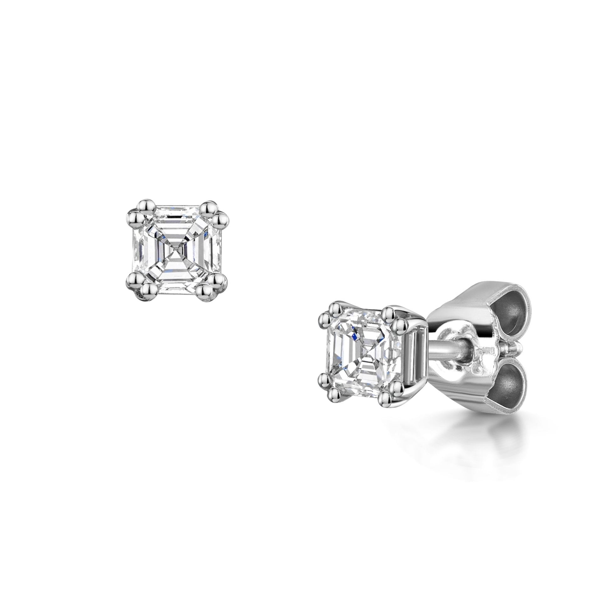 One Carat Asscher Cut Diamond Stud Earrings