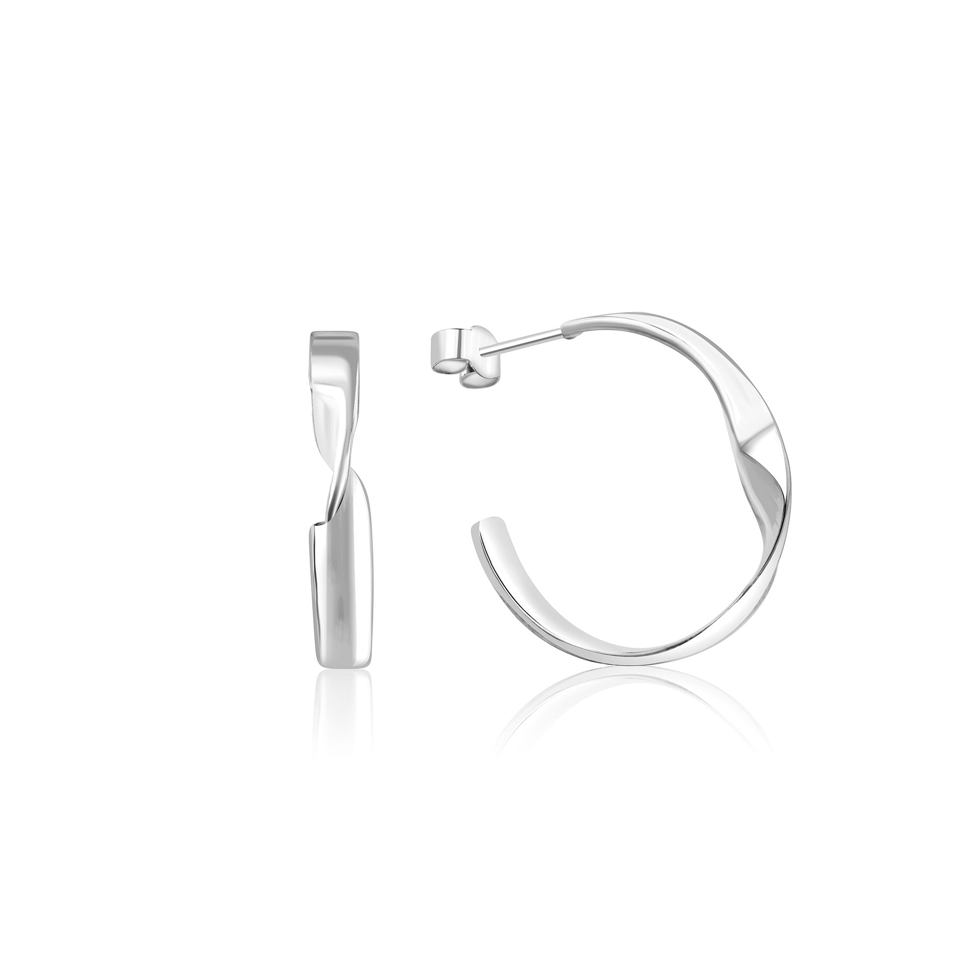 Avanti Silver Twist Hoop Earrings