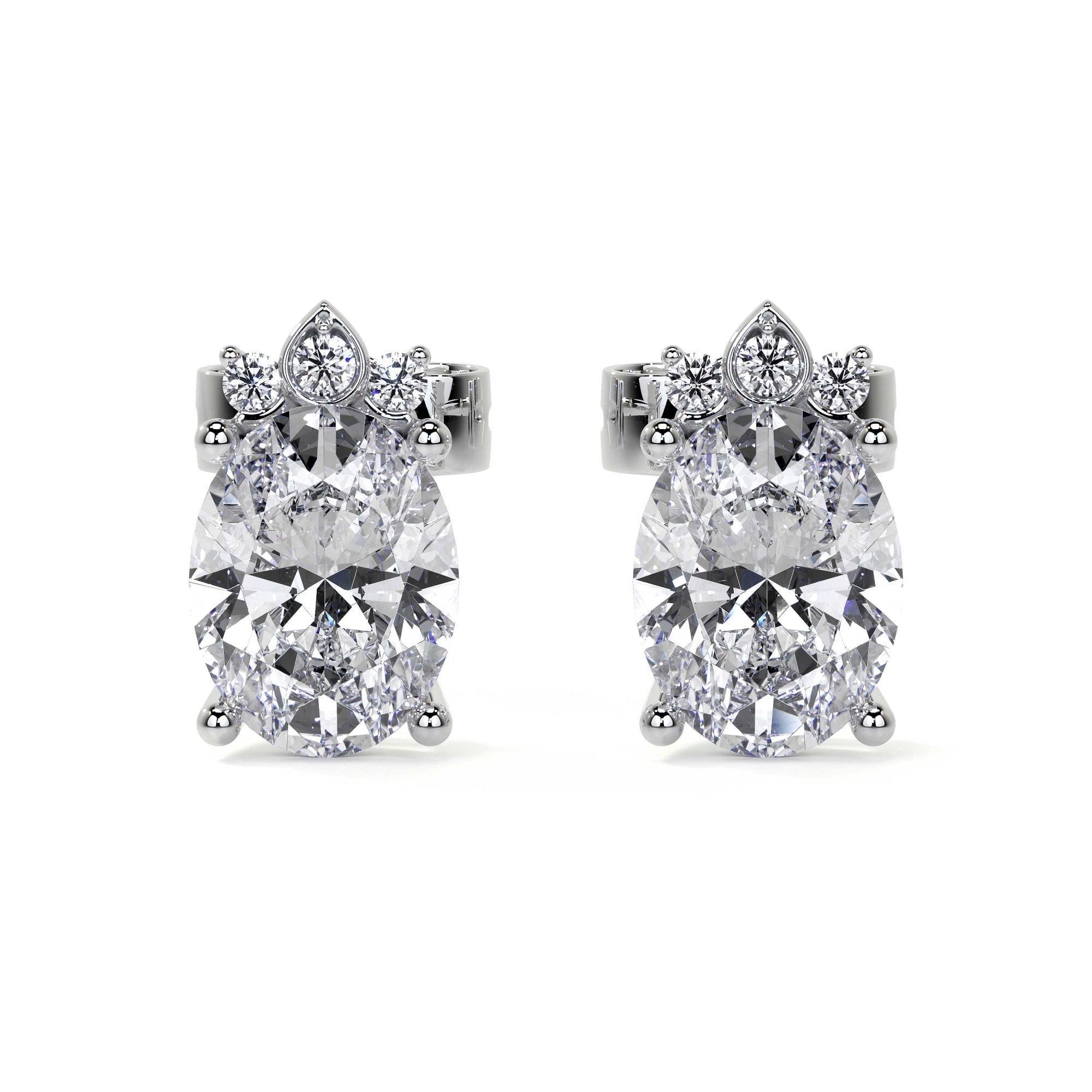 Platinum 2ct Oval Lab Grown Diamond 'Mae' Stud Earrings