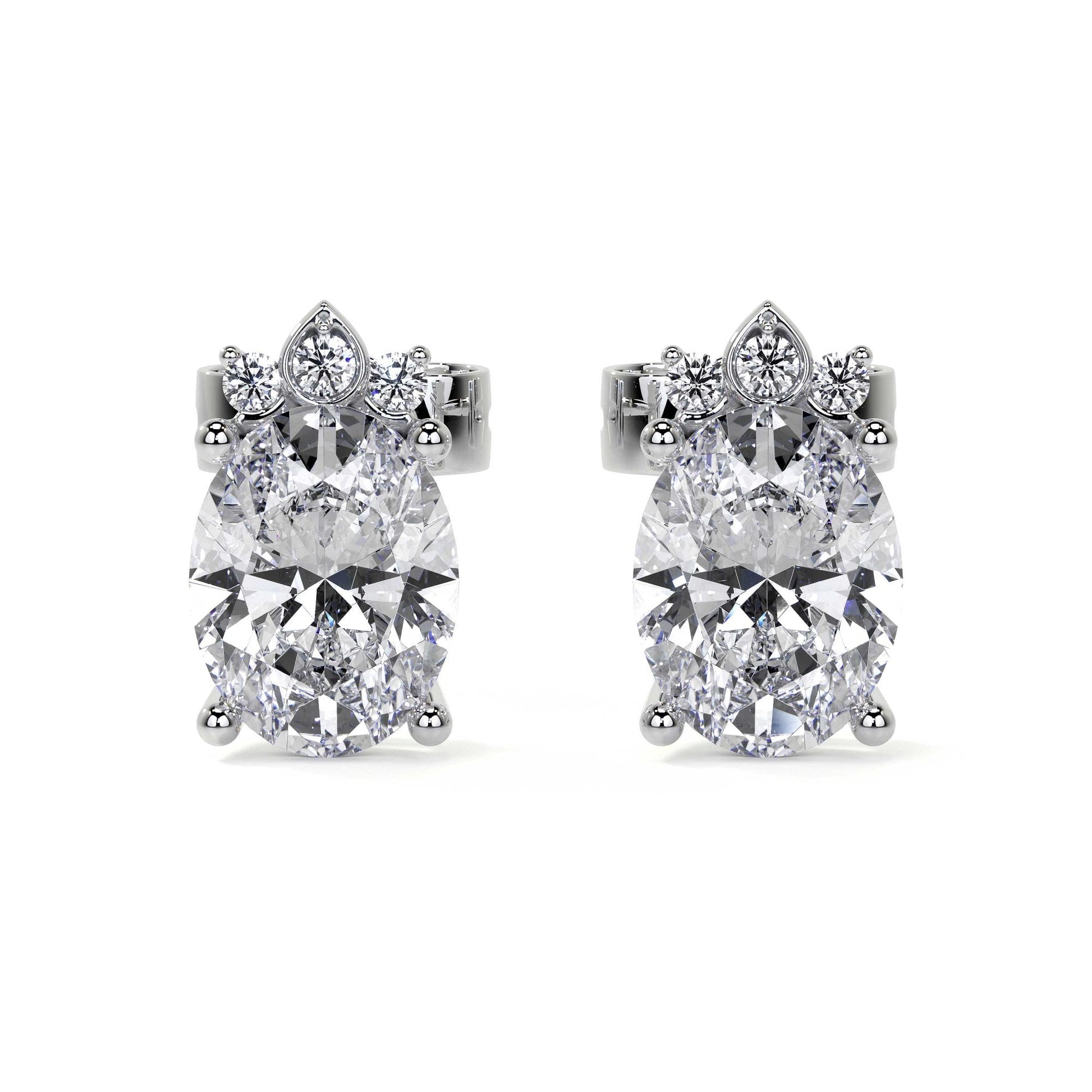 Platinum 2ct Oval Lab Grown Diamond 'Mae' Stud Earrings
