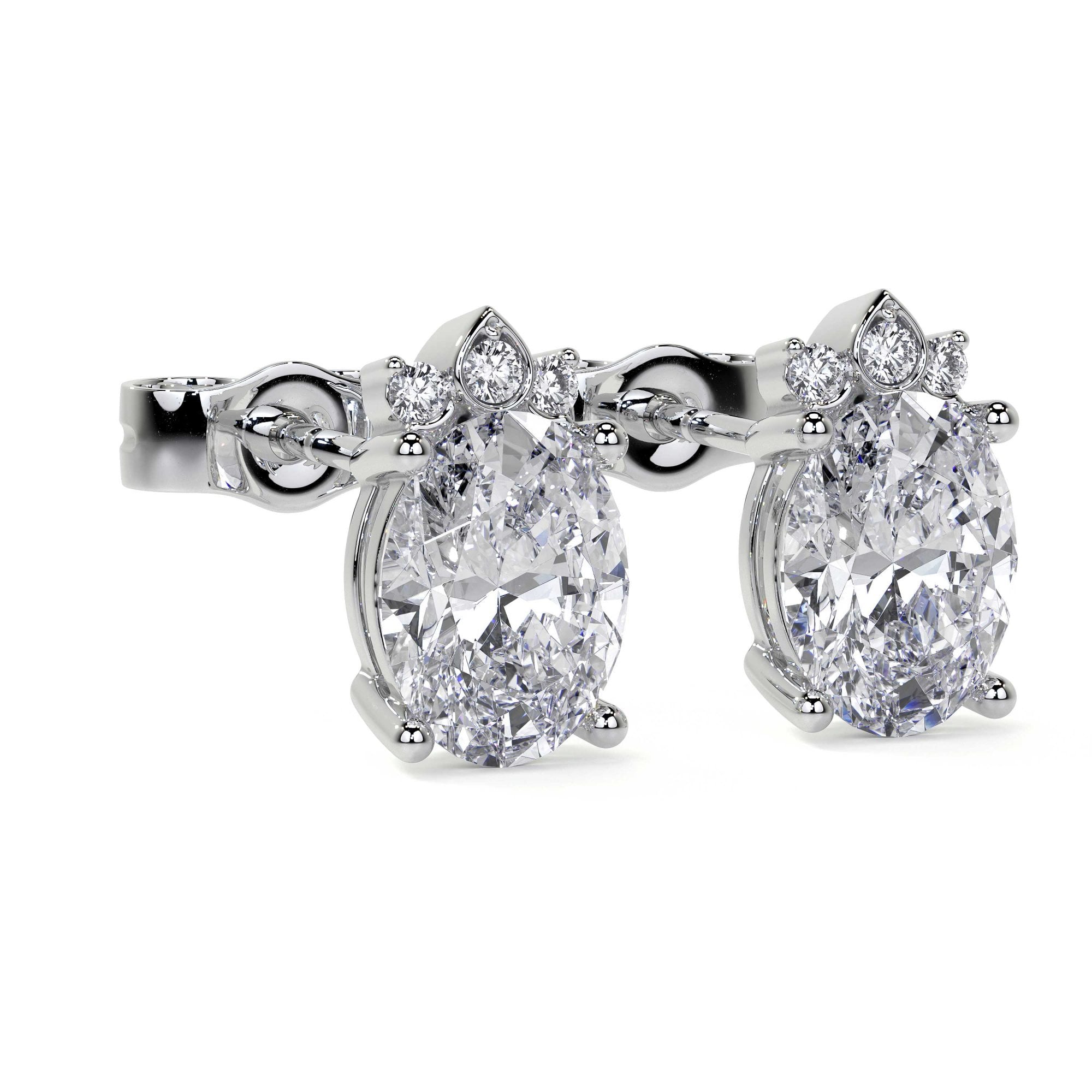 Platinum 2ct Oval Lab Grown Diamond 'Mae' Stud Earrings