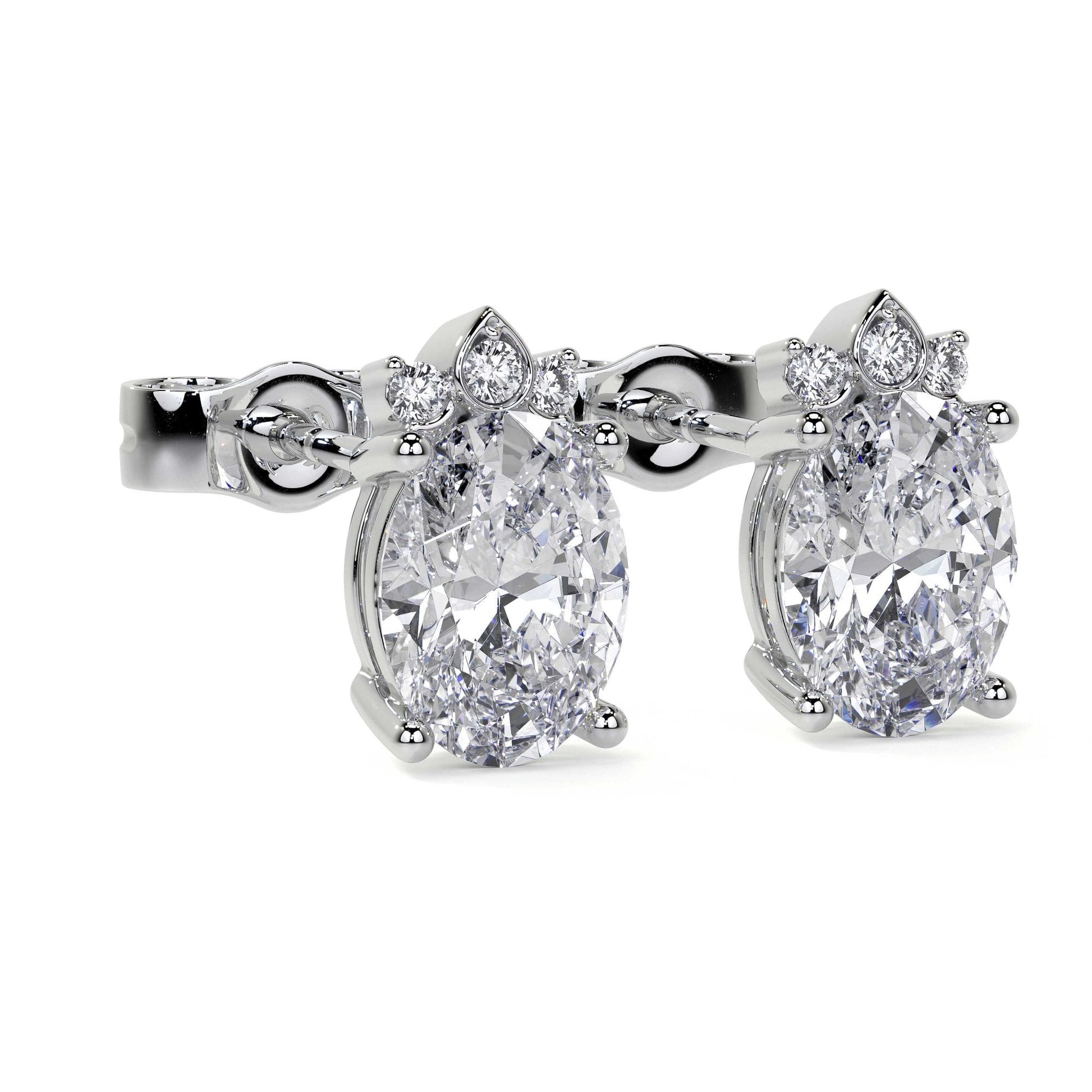 Platinum 2ct Oval Lab Grown Diamond 'Mae' Stud Earrings