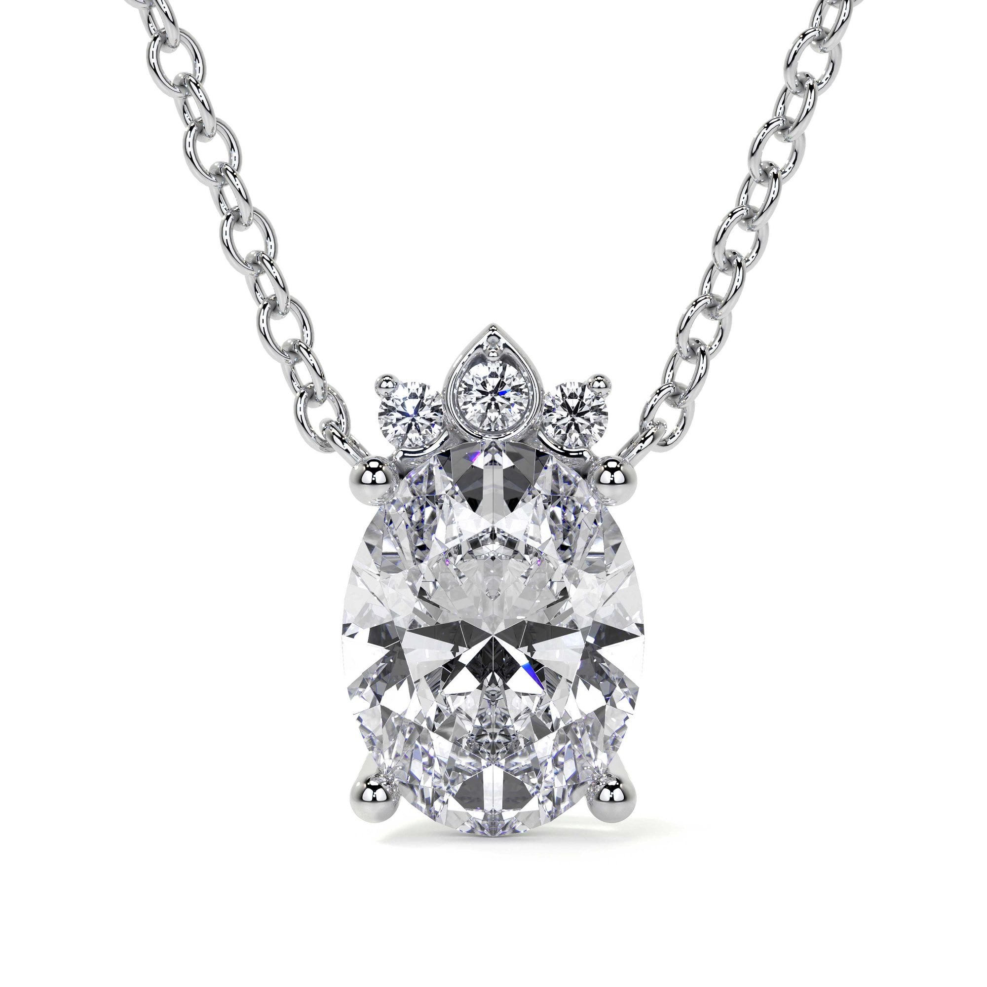 Platinum 1.51ct Oval Lab Grown Diamond 'Mae' Pendant