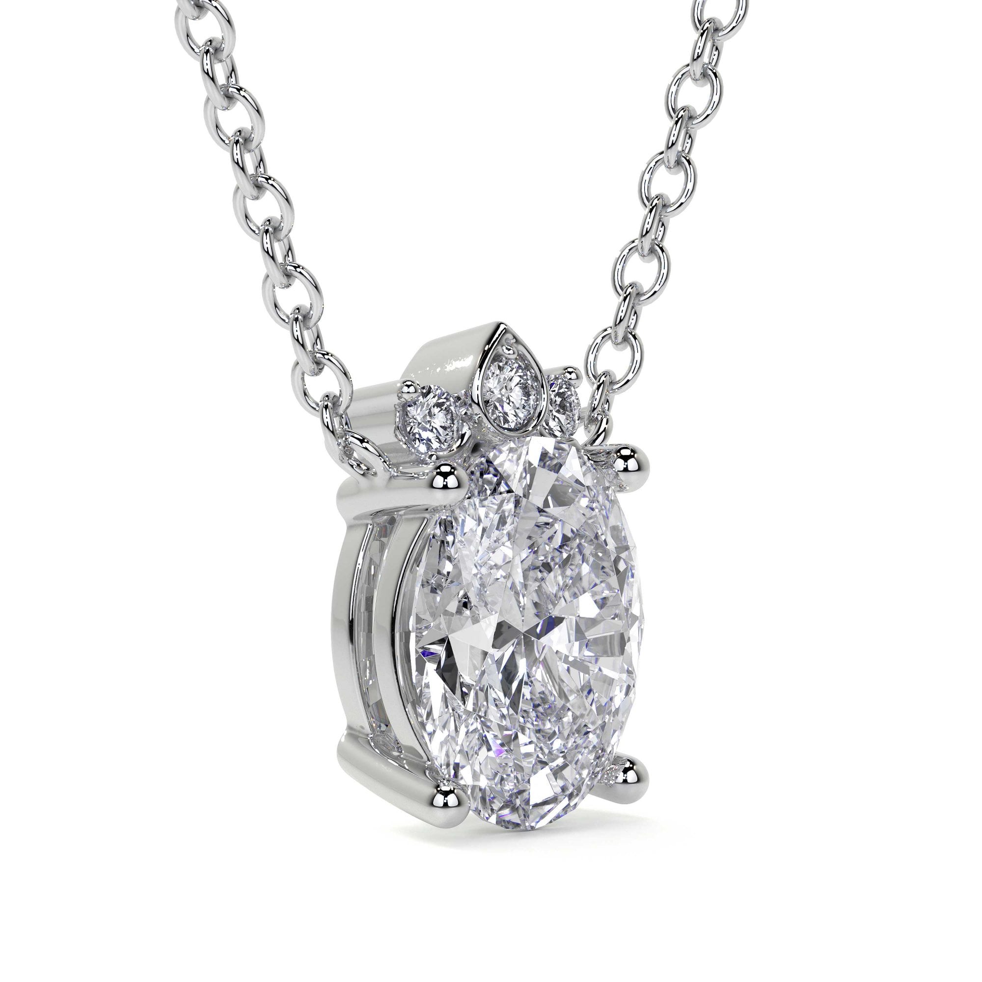 Platinum 1.51ct Oval Lab Grown Diamond 'Mae' Pendant