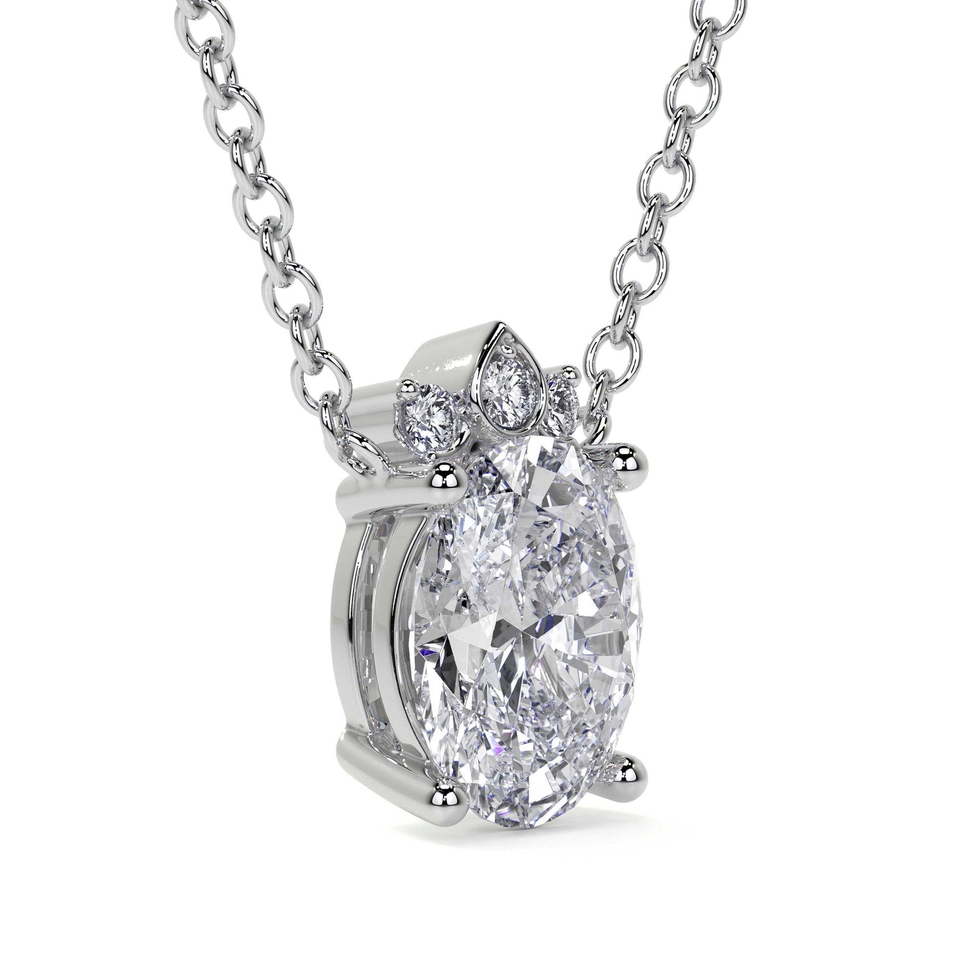 Platinum 1.51ct Oval Lab Grown Diamond 'Mae' Pendant