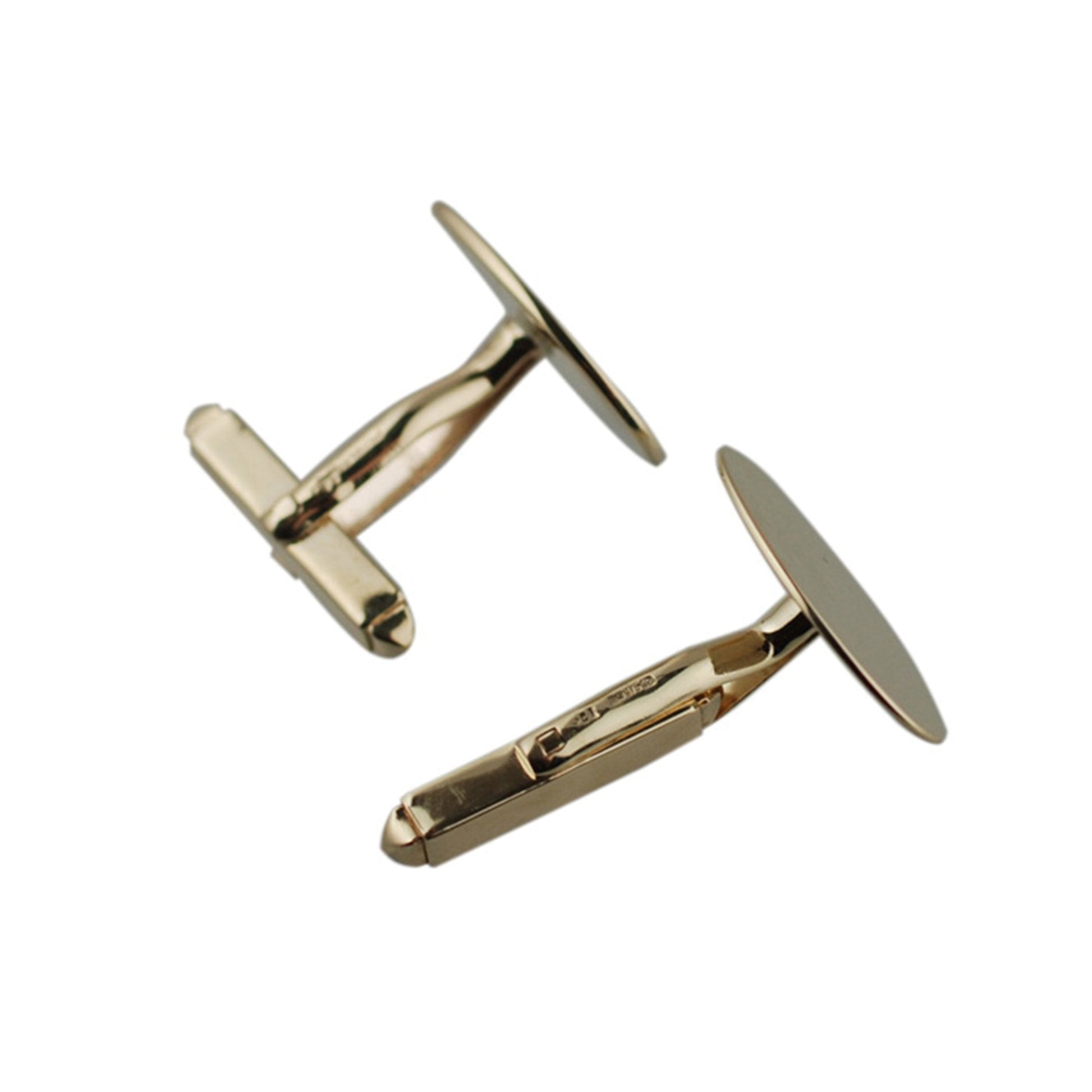 9ct Yellow Gold Polished Oval Traditional Cufflinks