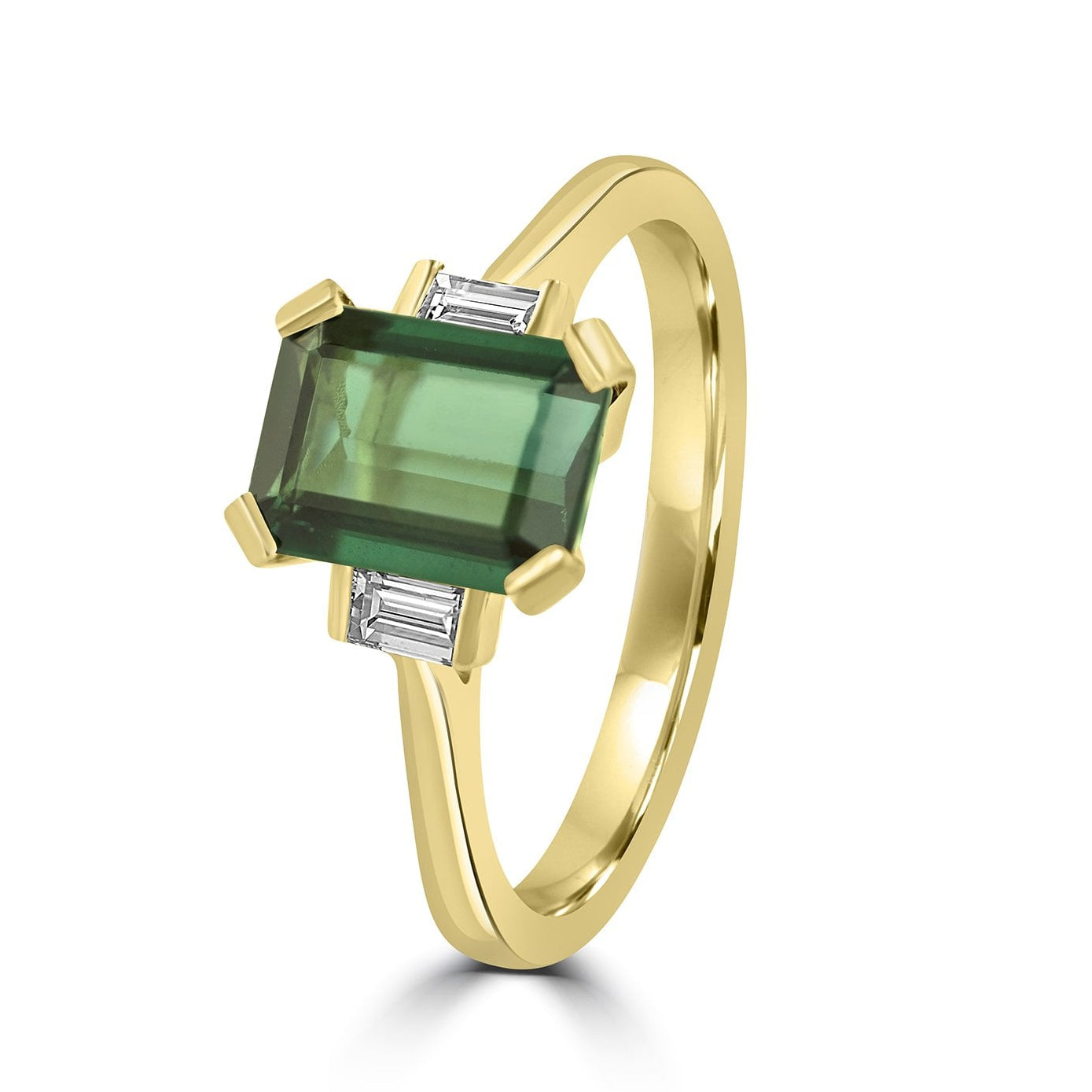 Avanti 18ct Mixed Gold 1.47ct Tourmaline Dress Ring With Diamond Halo of Baguettes