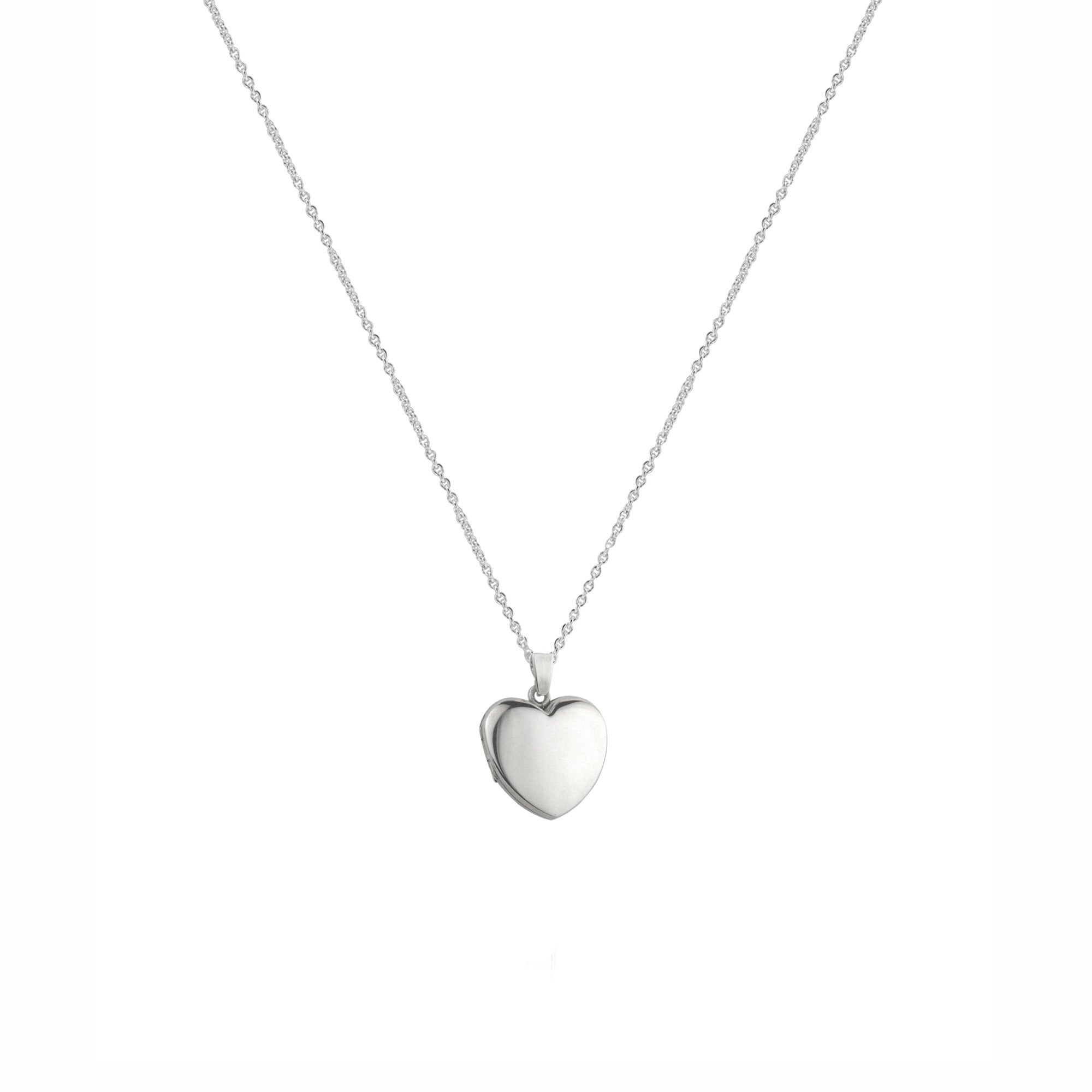 Sterling Silver Plain Polished Heart Locket Necklace
