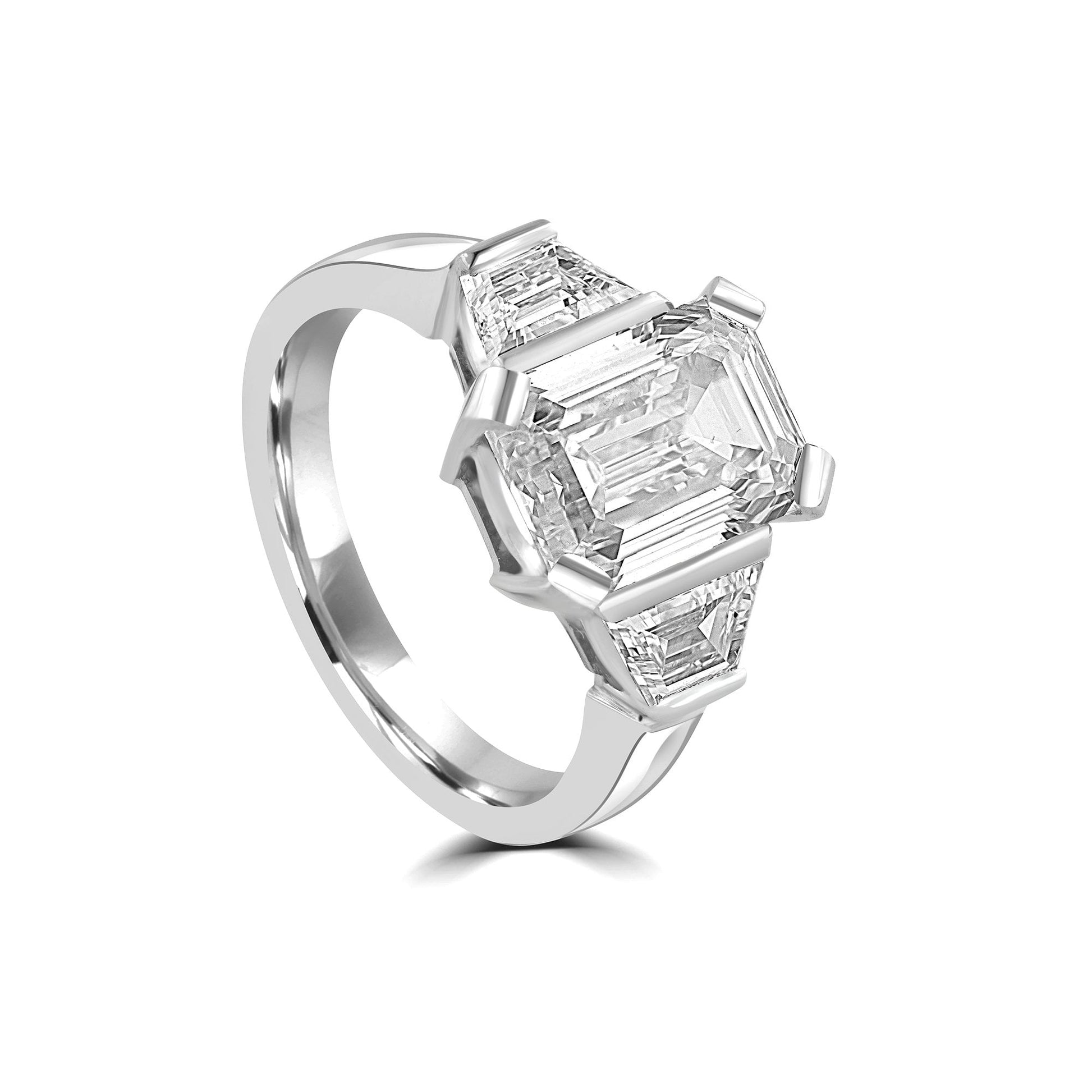 Platinum Emerald & Trapeze Cut Lab Grown 4.98ct Diamond Ring