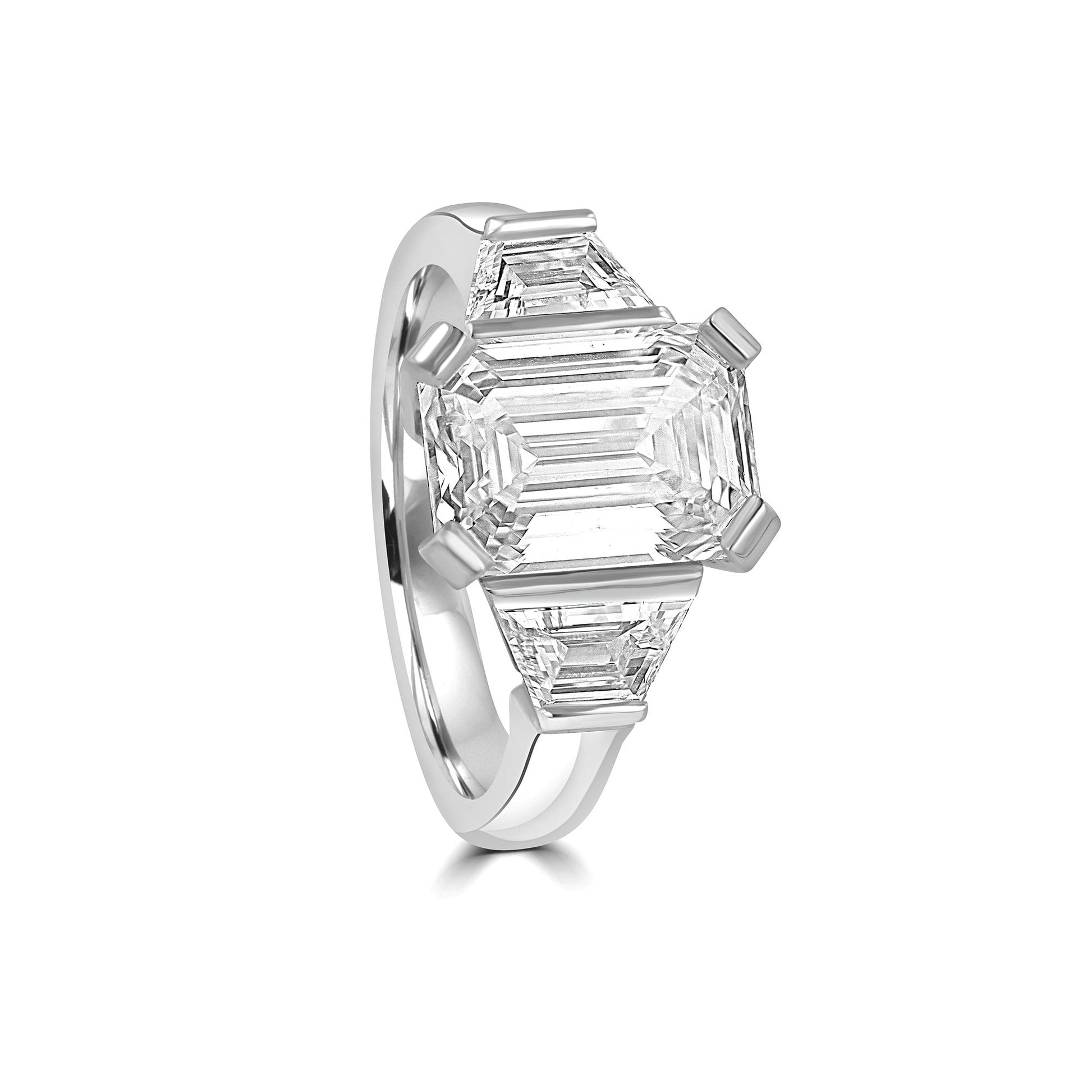 Platinum Emerald & Trapeze Cut Lab Grown 4.98ct Diamond Ring
