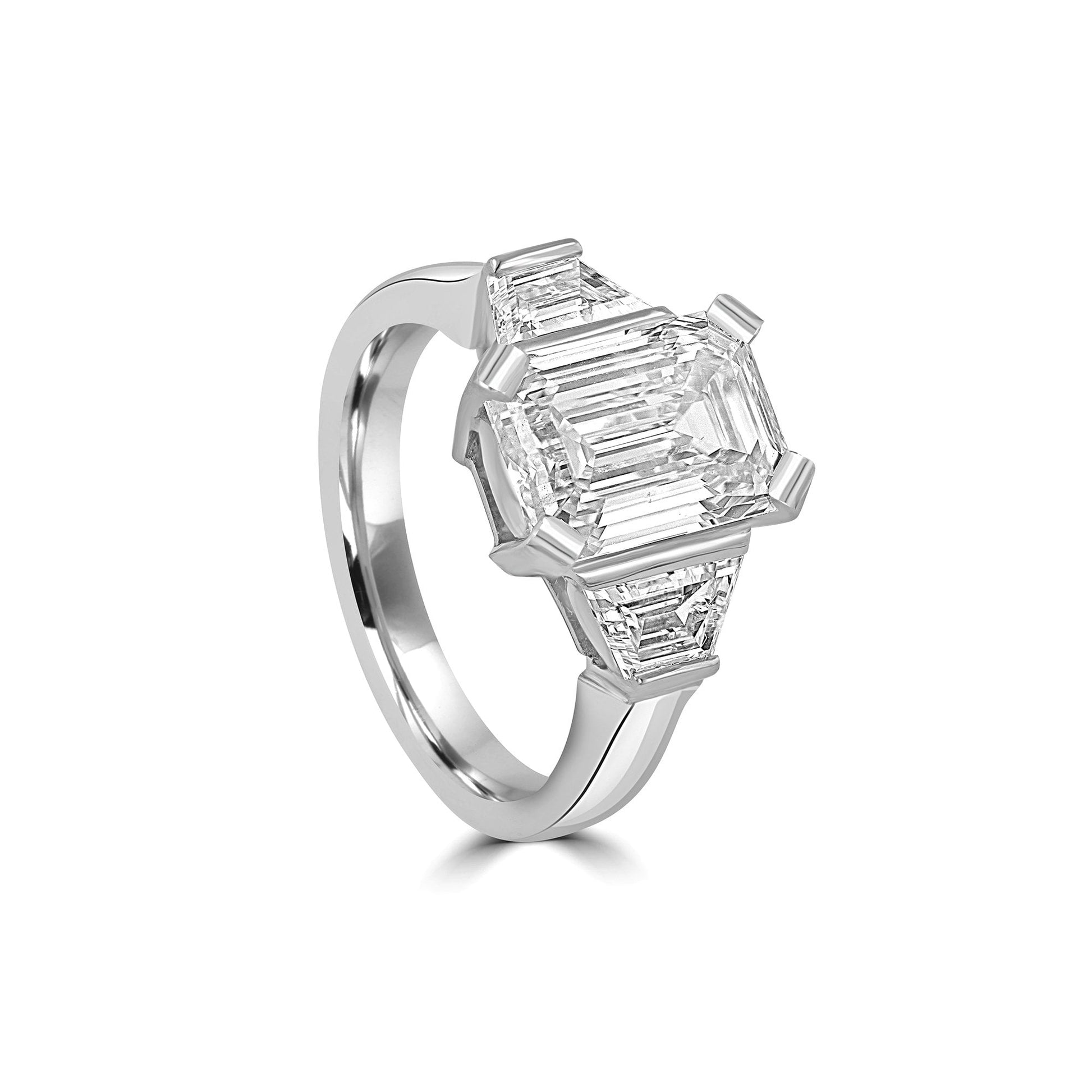 Platinum Emerald & Trapeze Cut Lab Grown 4.98ct Diamond Ring