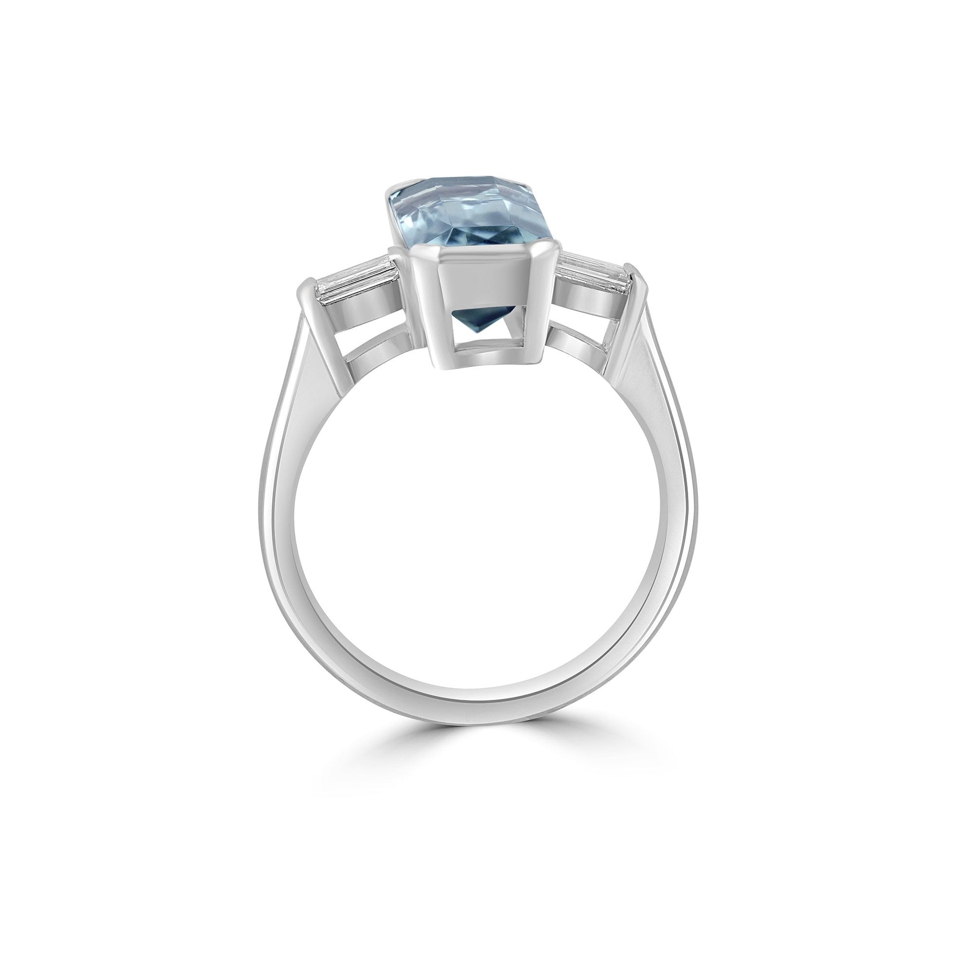 Scissor Cut Aquamarine and Diamond Cocktail Ring - Matching Ring Jacket Available