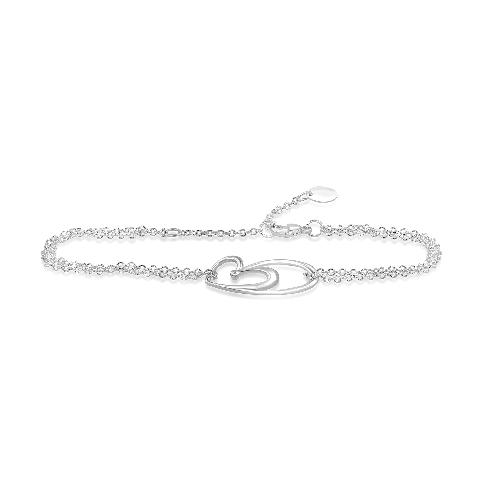 Sterling Silver Heart Bracelet on Double Trace Chain