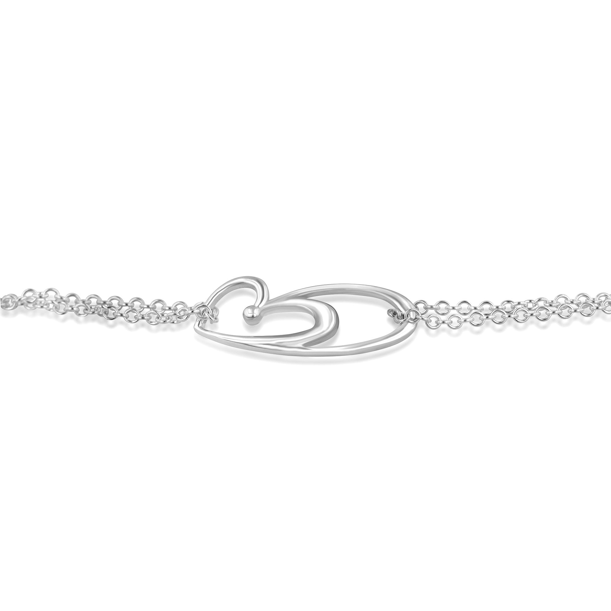Sterling Silver Heart Bracelet on Double Trace Chain