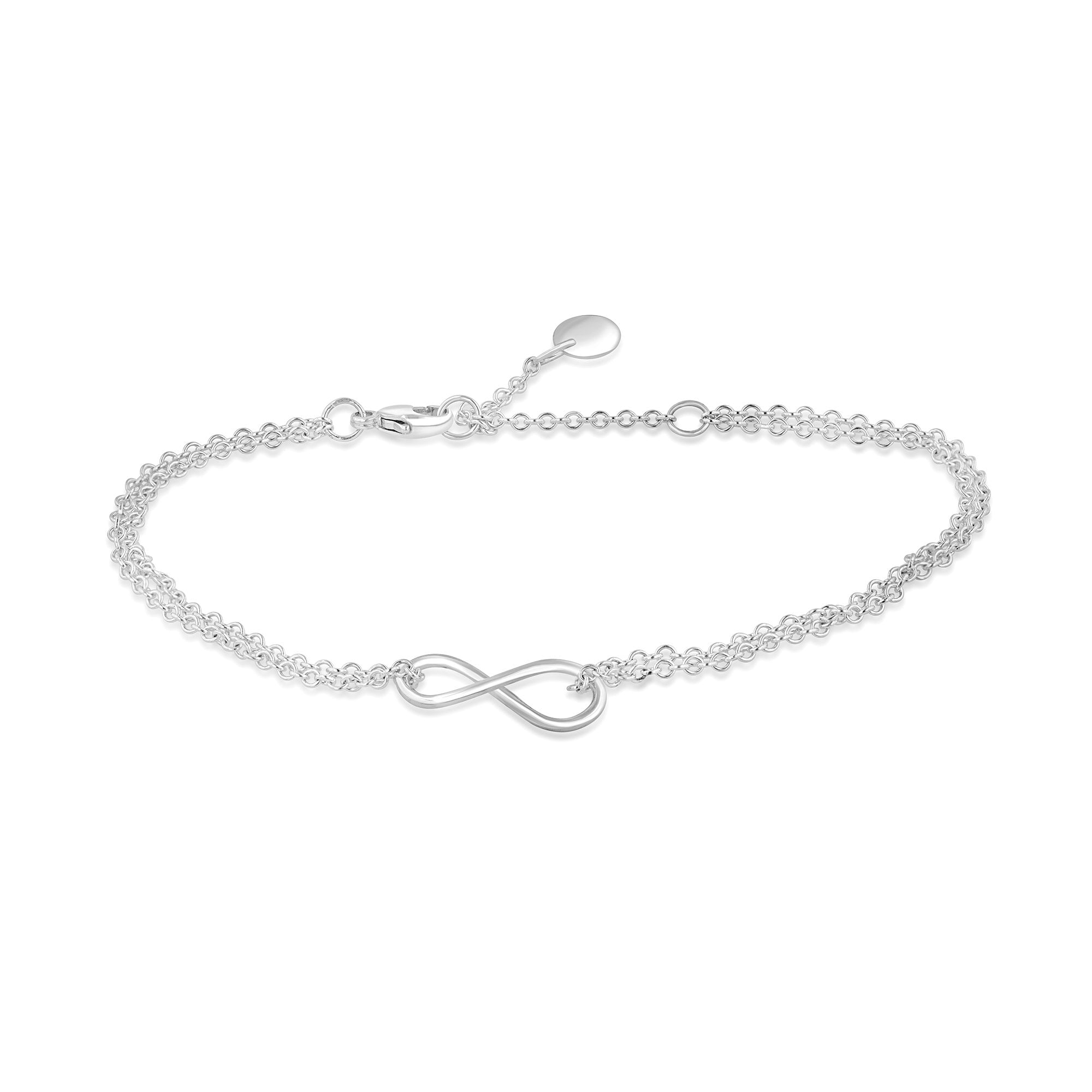 Handmade Silver Small Infinity Bracelet on a Double Chain 18cm