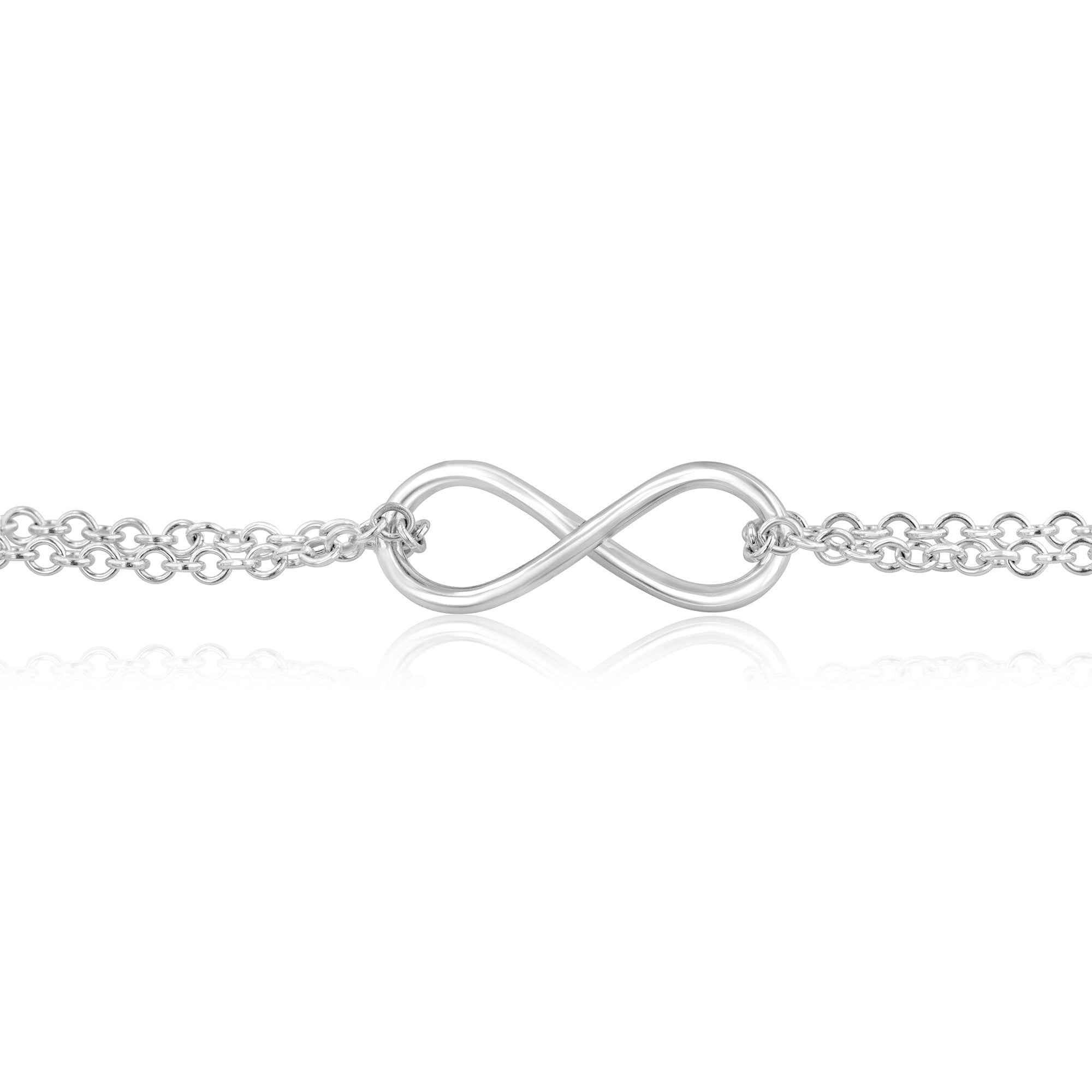 Handmade Silver Small Infinity Bracelet on a Double Chain 18cm