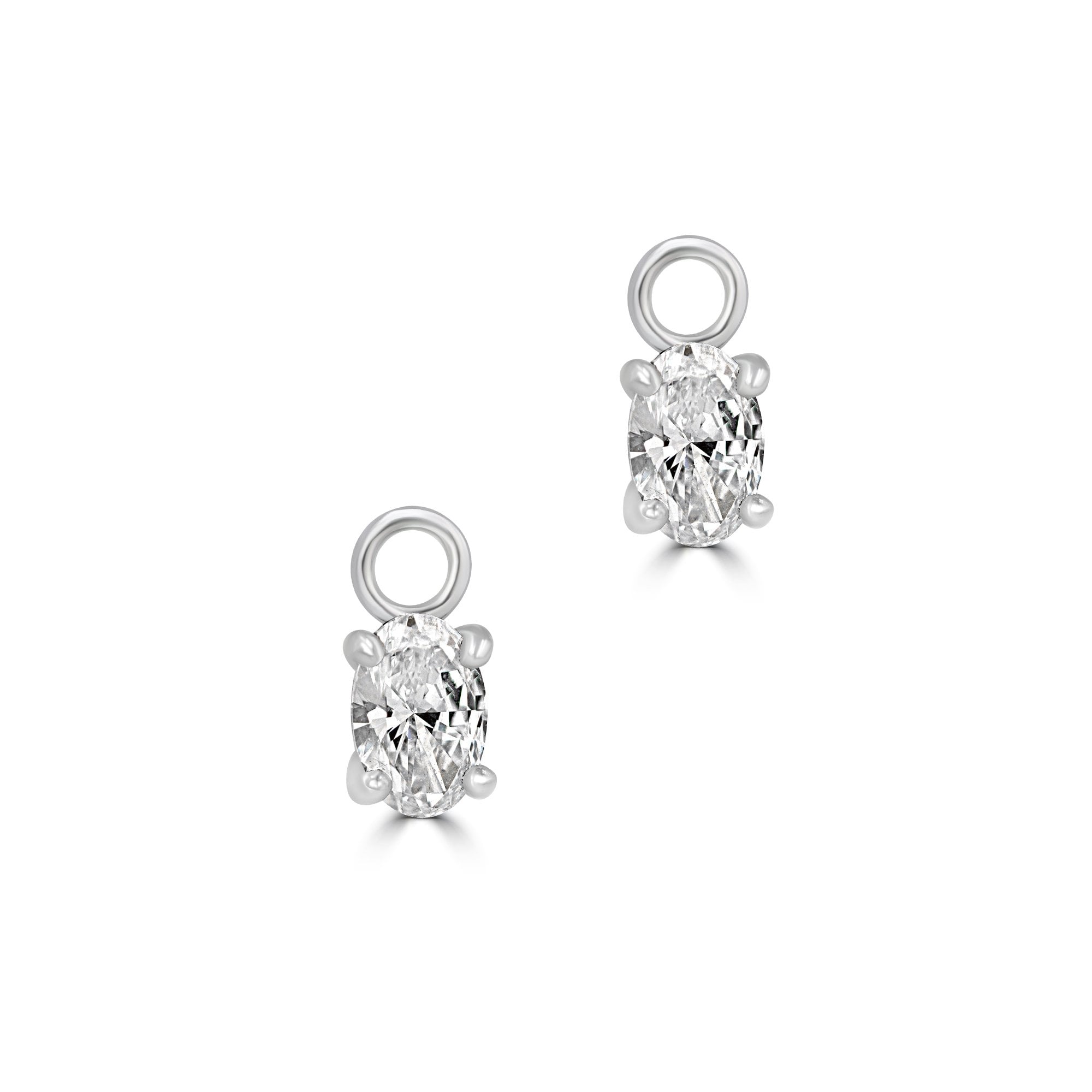 Platinum 0.80ct Oval Lab Grown Diamond Charms (For Hoop Earrings Sold Separately)