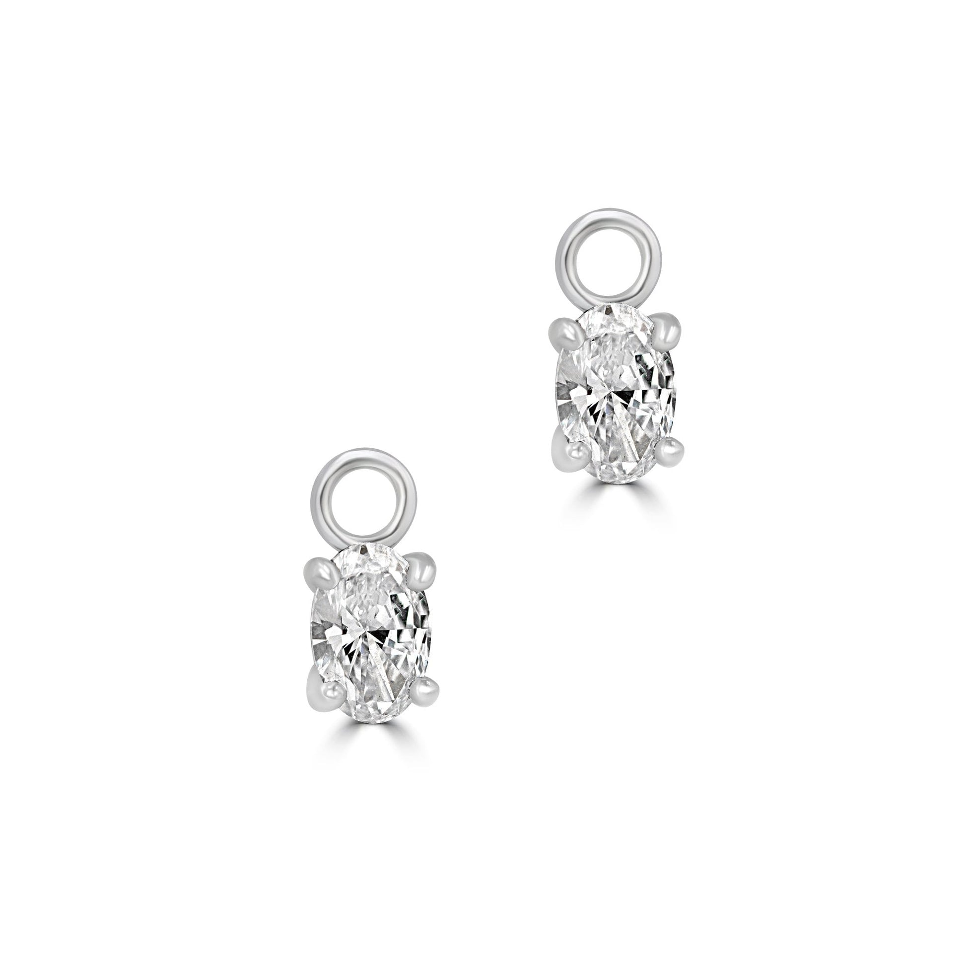 Platinum 0.80ct Oval Lab Grown Diamond Charms (For Hoop Earrings Sold Separately)