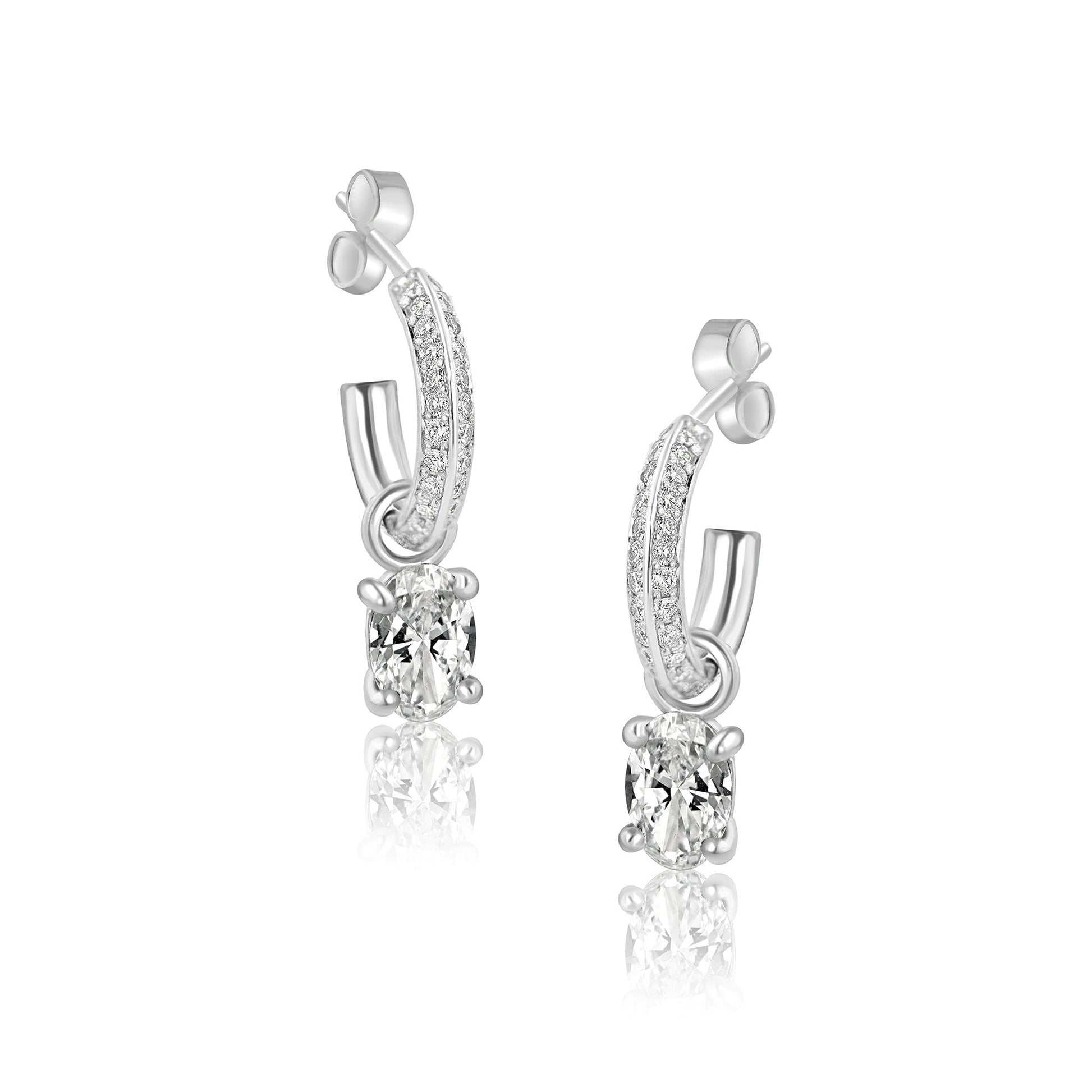 Natural Oval Diamond Charms in Platinum (For Hoop Earrings Sold Separately)