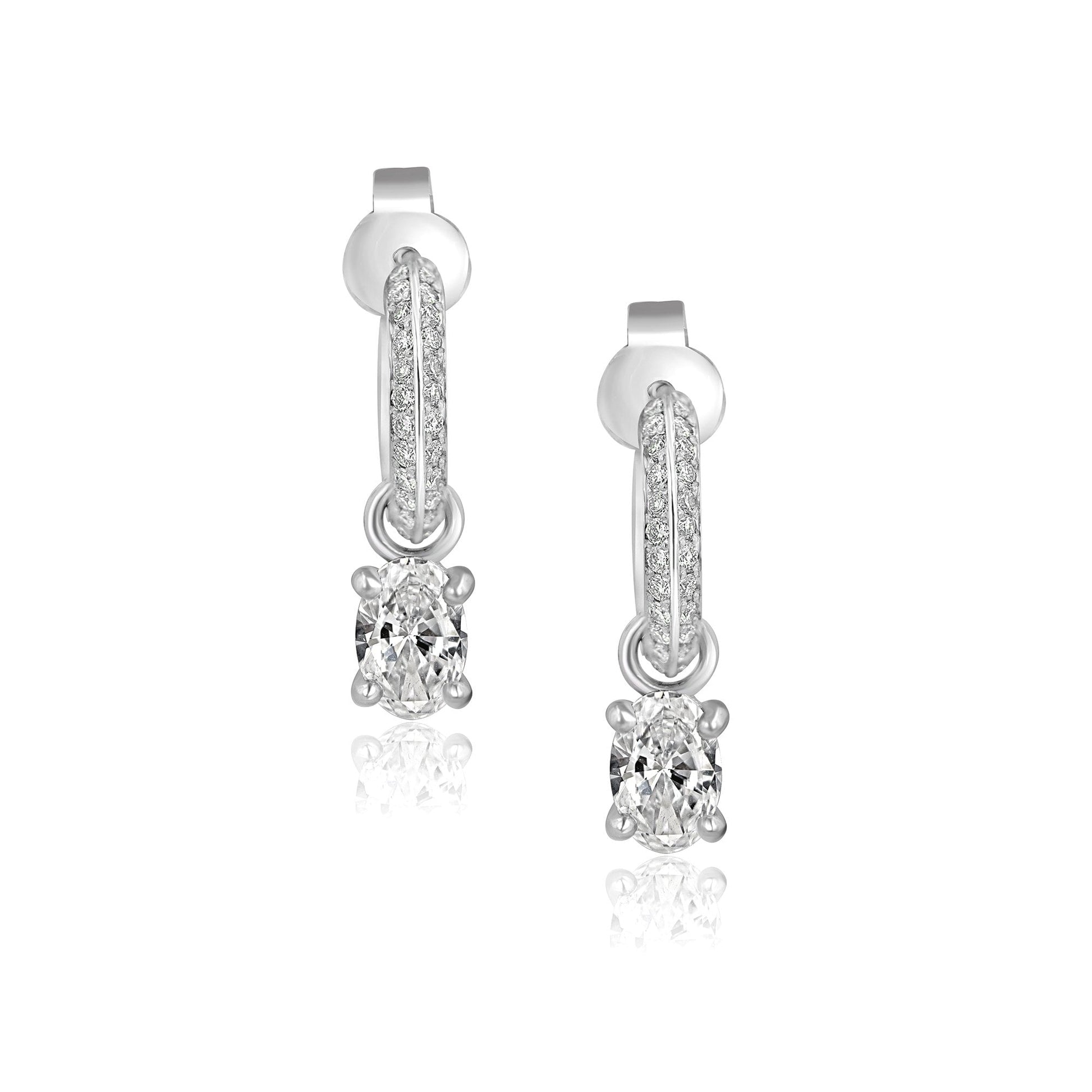 Natural Oval Diamond Charms in Platinum (For Hoop Earrings Sold Separately)