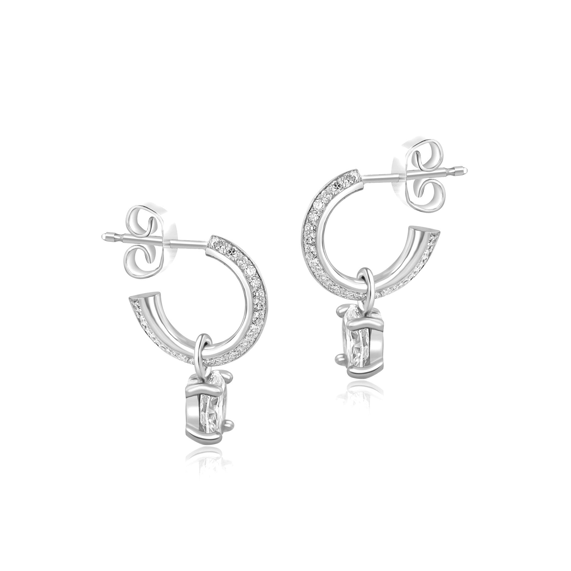 Natural Oval Diamond Charms in Platinum (For Hoop Earrings Sold Separately)