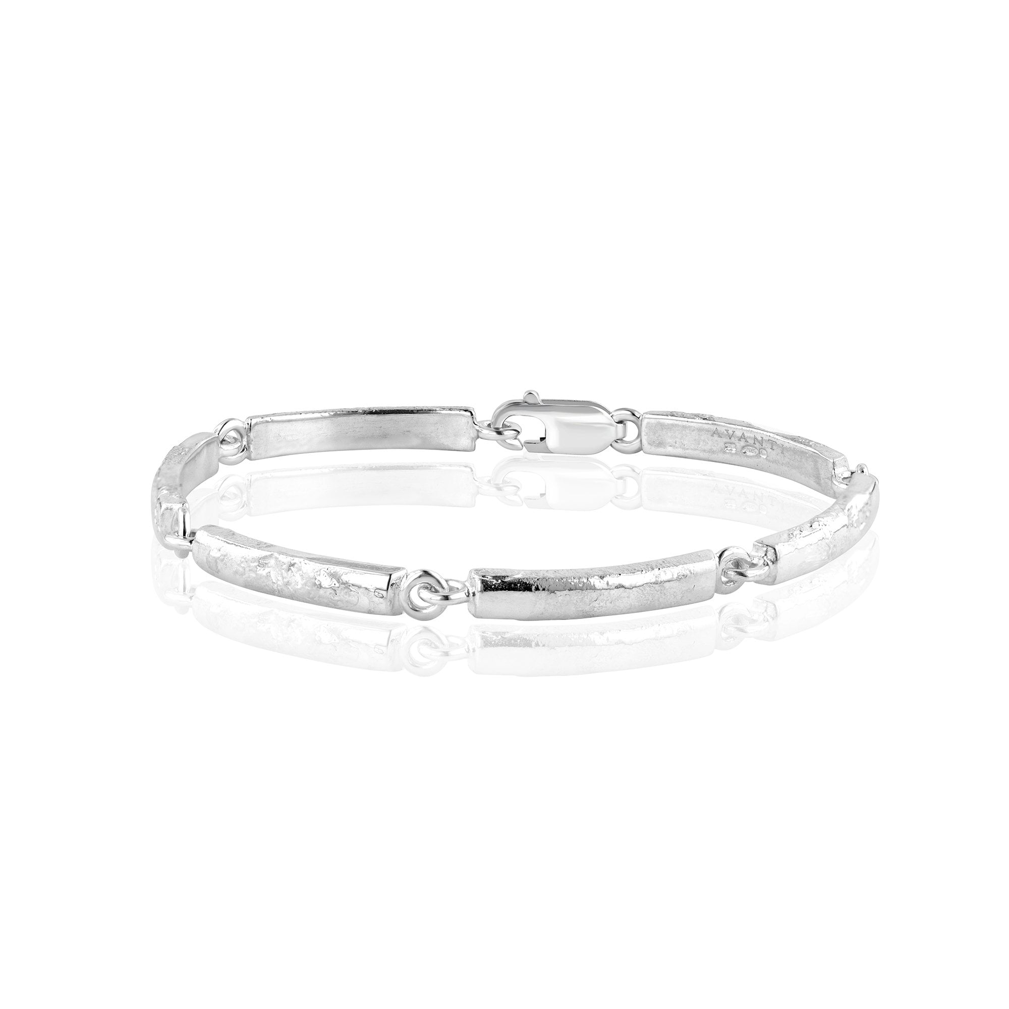Sterling Silver Lunar Rectangular Reticulated Bar Bracelet