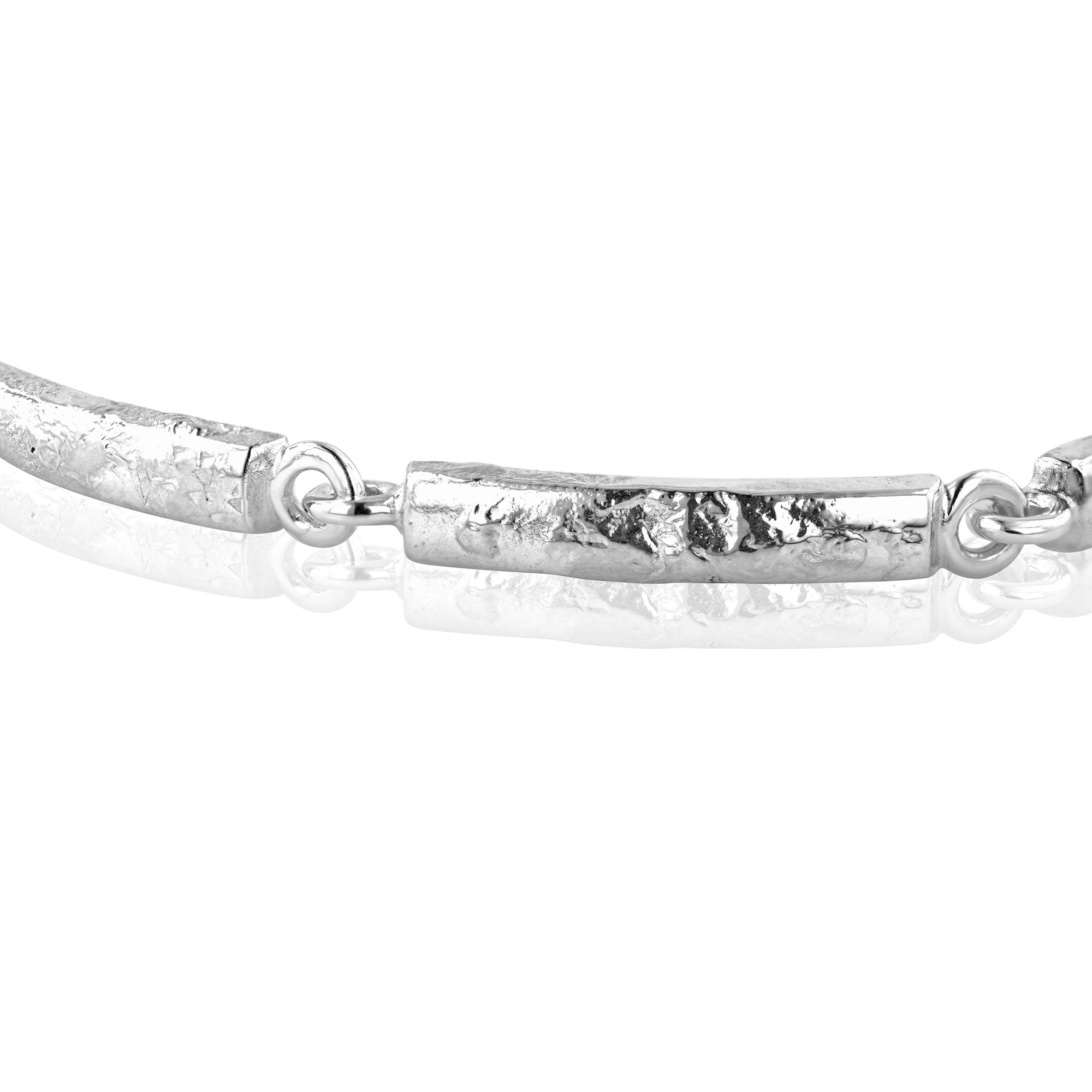 Sterling Silver Lunar Rectangular Reticulated Bar Bracelet